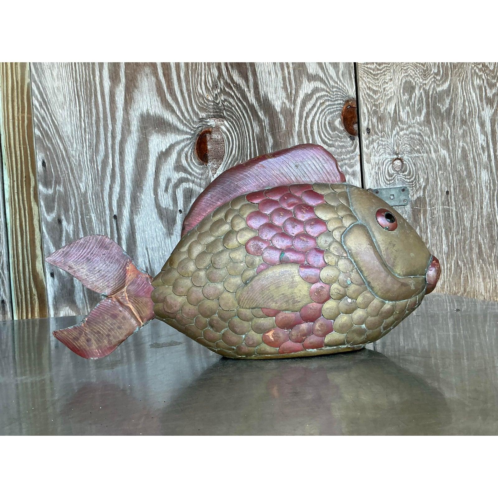 Pesce in ottone vintage Boho dopo Sergio Bustamante in vendita 3