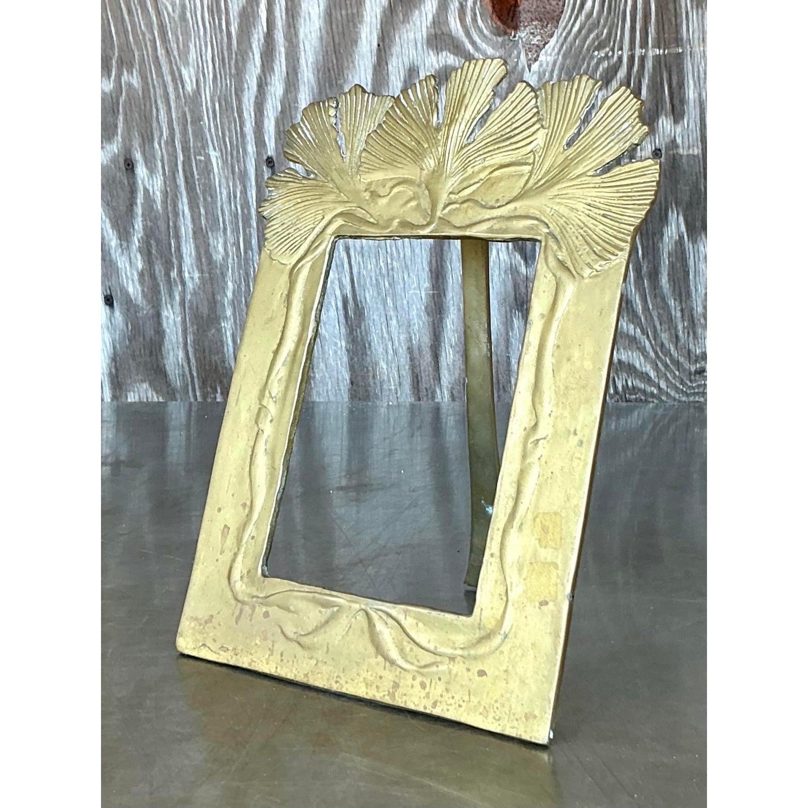 Vintage Boho Ginko-Rahmen aus Messing im Angebot 3