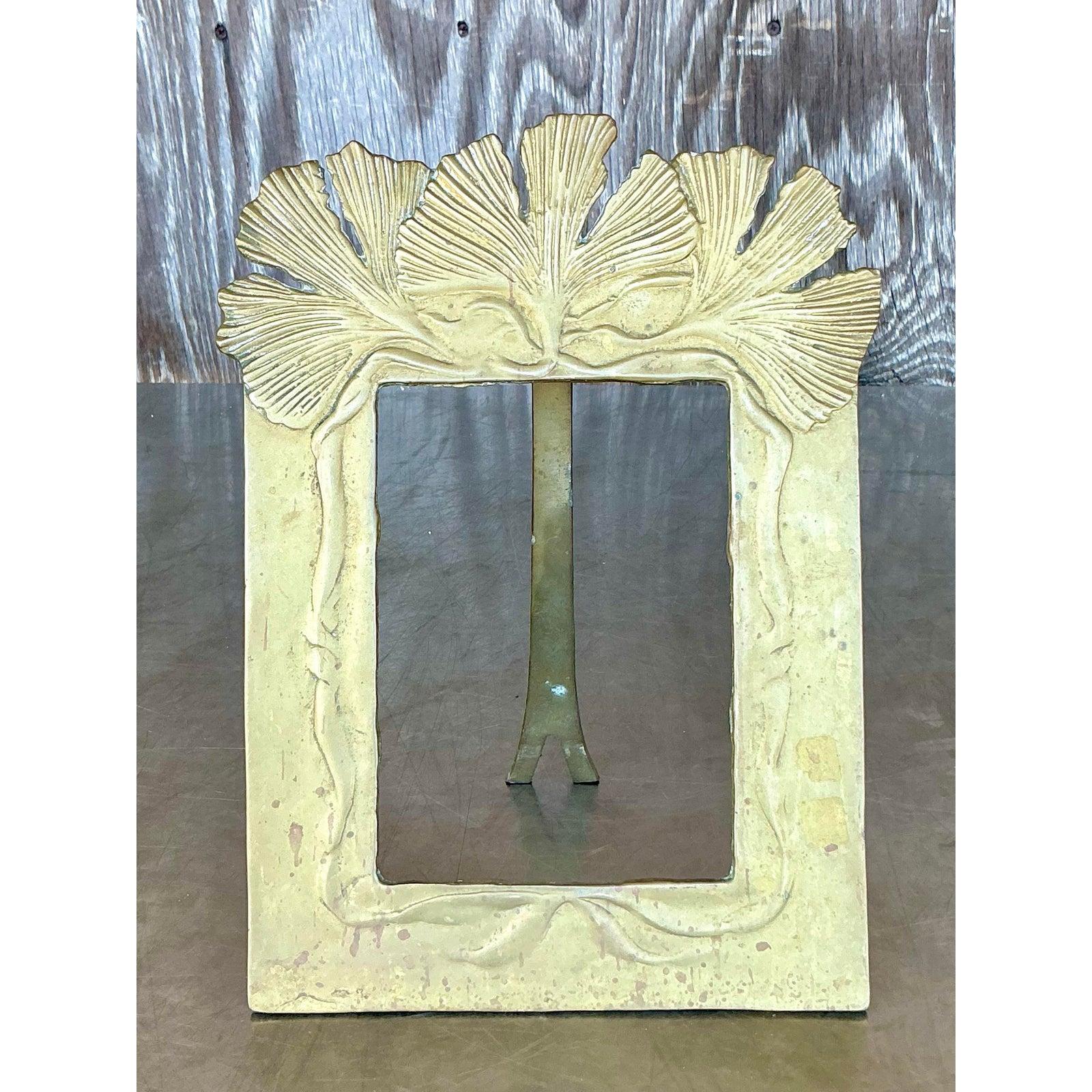 Vintage Boho Ginko-Rahmen aus Messing im Zustand „Gut“ im Angebot in West Palm Beach, FL