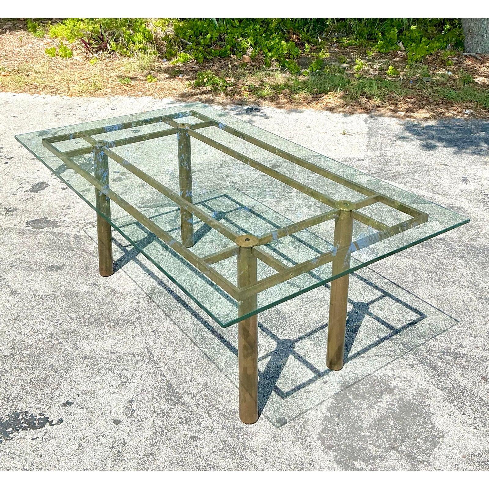 Mid-Century Modern Table de salle à manger vintage Boho en laiton en vente