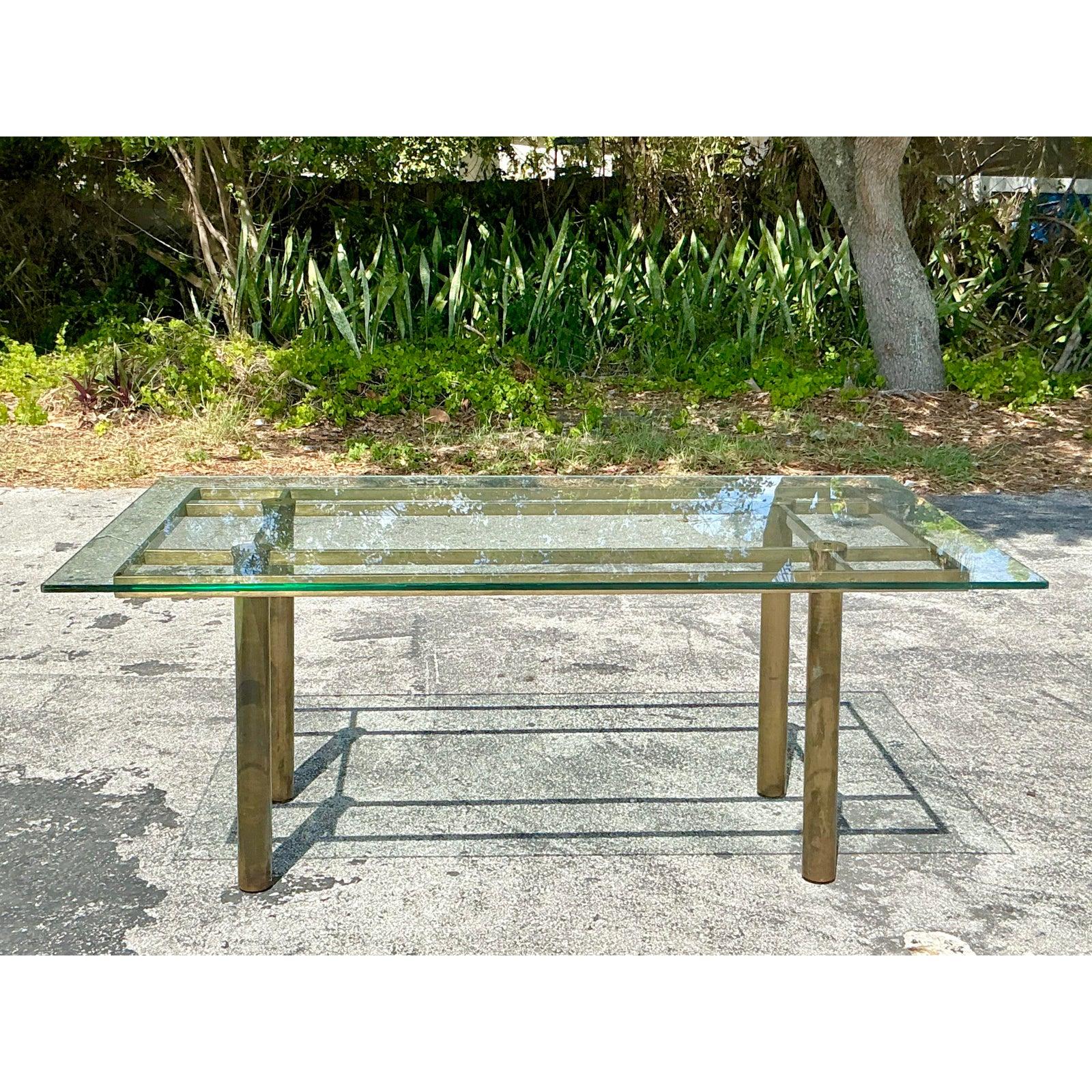 Laiton Table de salle à manger vintage Boho en laiton en vente