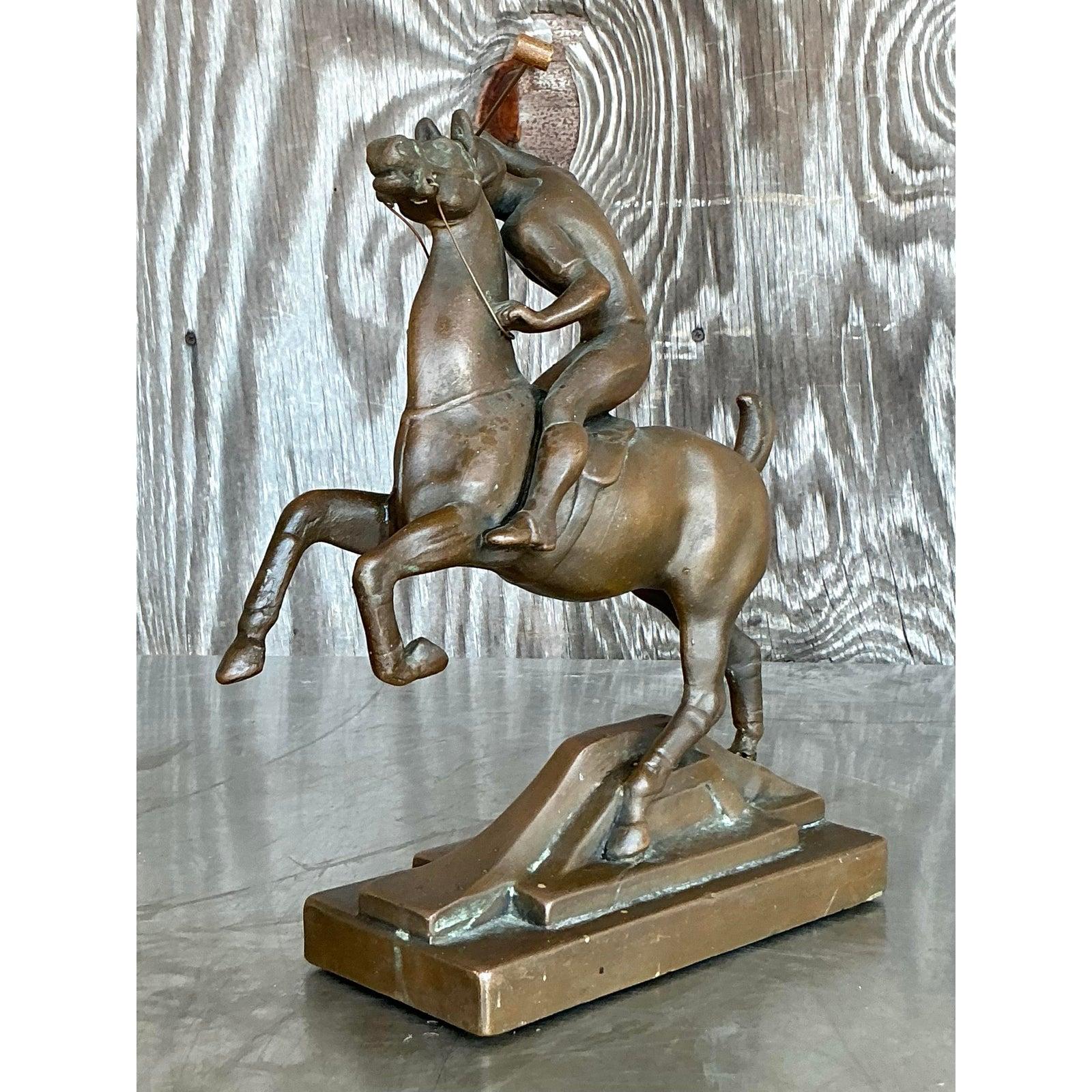 Cavallo e cavaliere in ottone vintage Boho in vendita 5