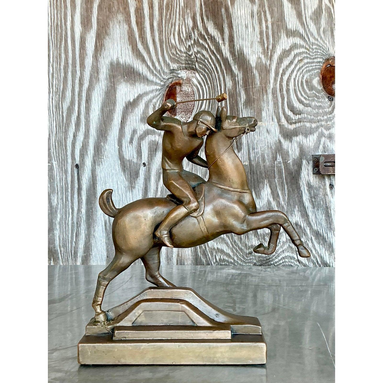 Americano Cavallo e cavaliere in ottone vintage Boho in vendita