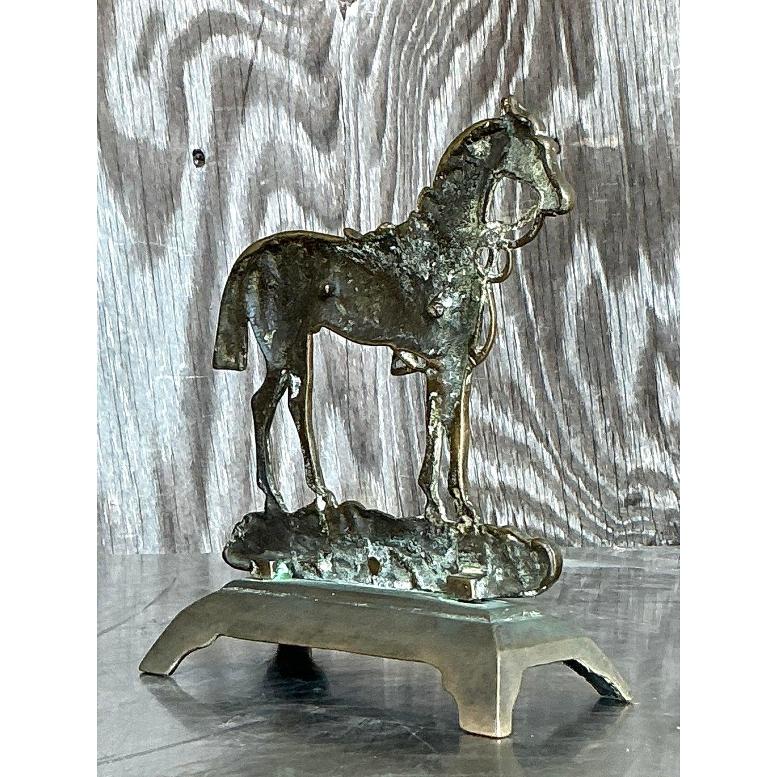 Américain Figurine de cheval vintage Boho en laiton en vente
