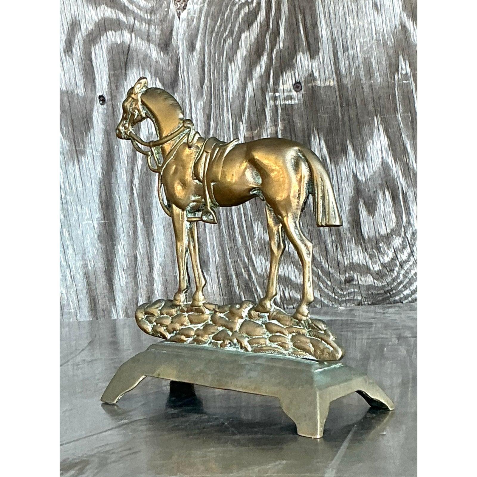 Figurine de cheval vintage Boho en laiton Bon état - En vente à west palm beach, FL