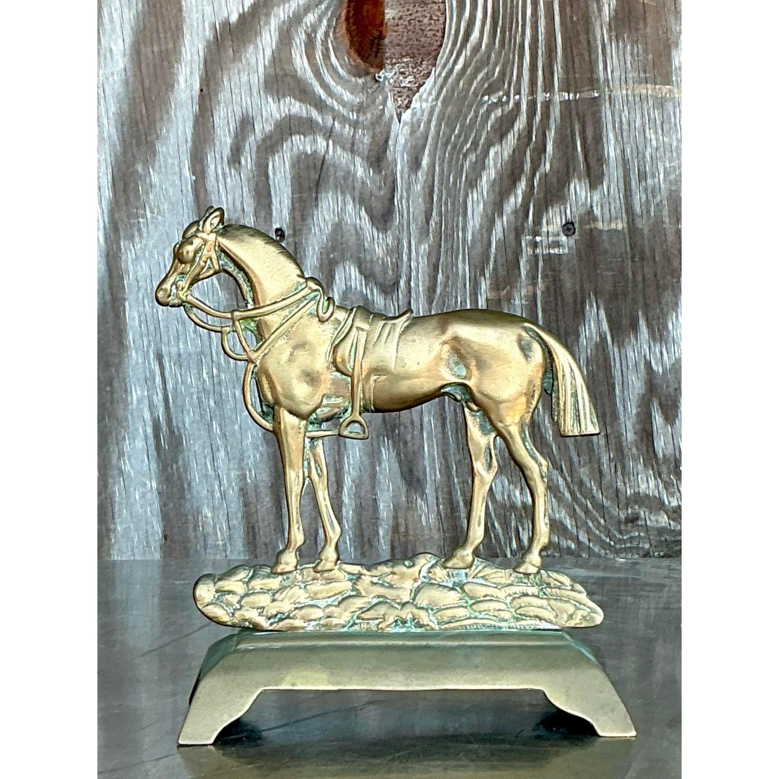 20ième siècle Figurine de cheval vintage Boho en laiton en vente