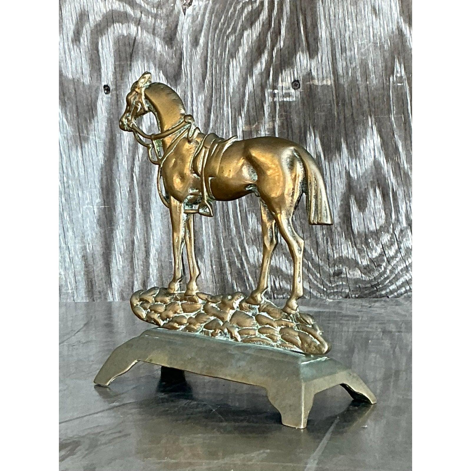 Laiton Figurine de cheval vintage Boho en laiton en vente