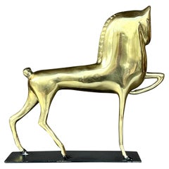 Vintage Boho Brass Horse on Stand