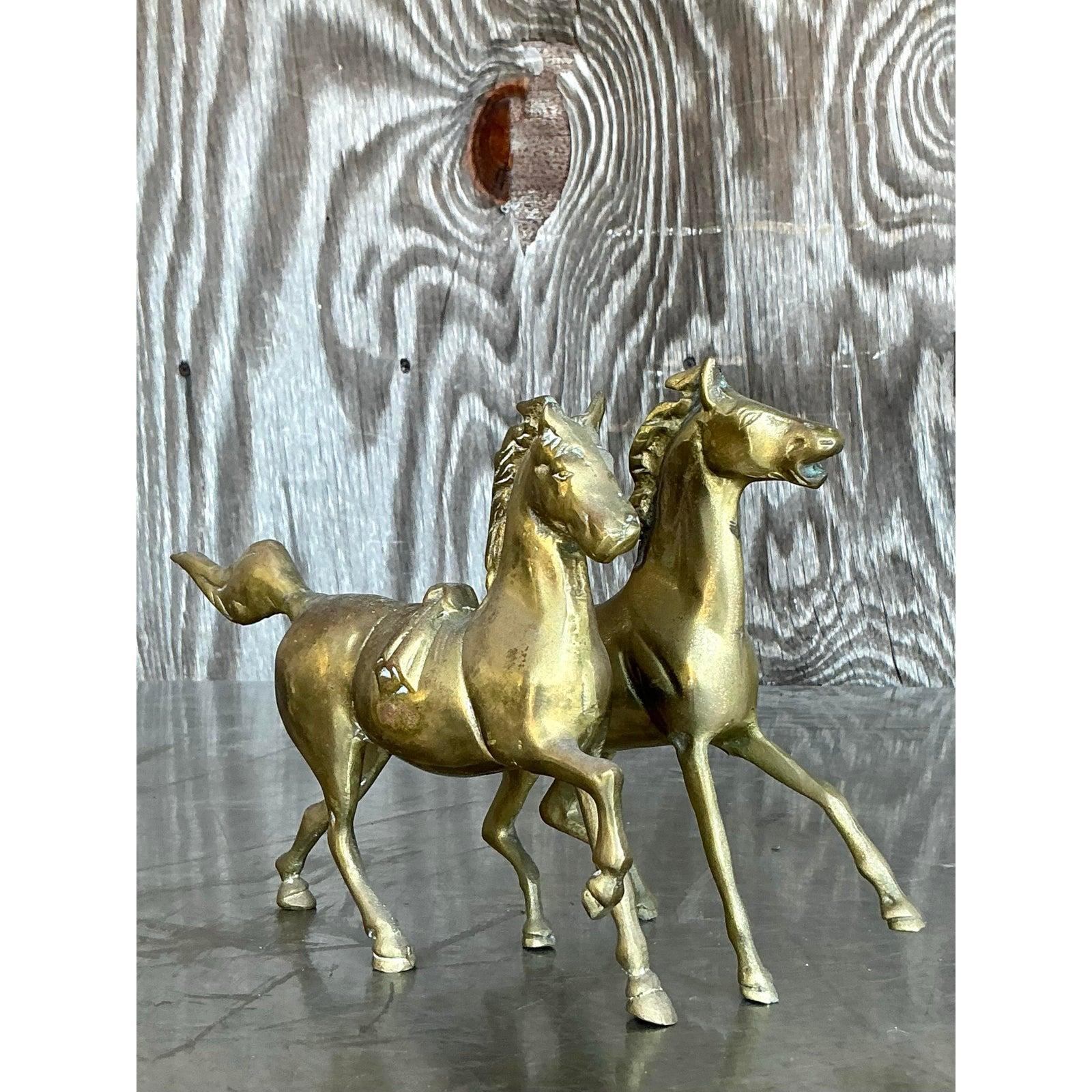 Américain Chevaux bohèmes vintage en laiton - Lot de 2 en vente