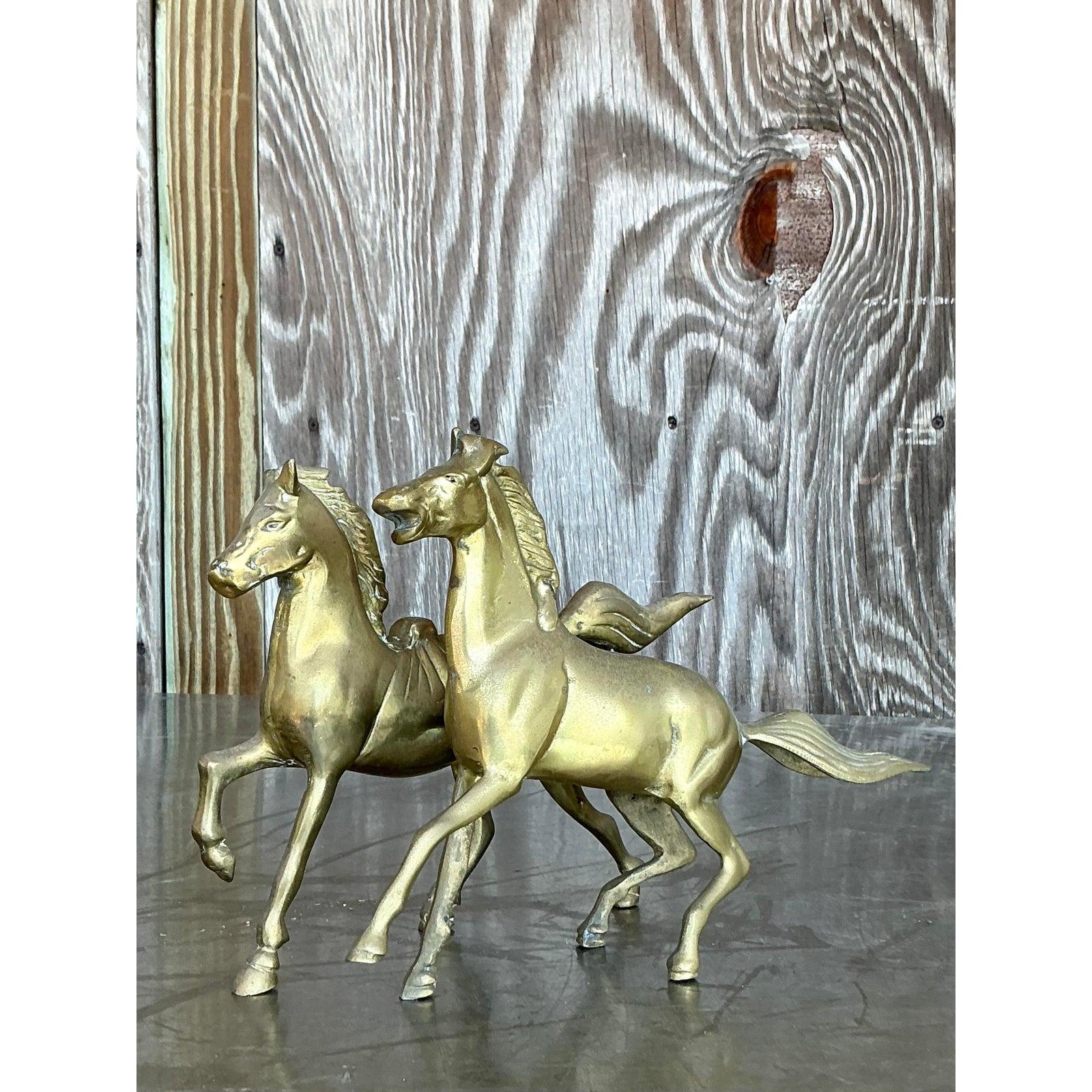 Chevaux bohèmes vintage en laiton - Lot de 2 Bon état - En vente à west palm beach, FL