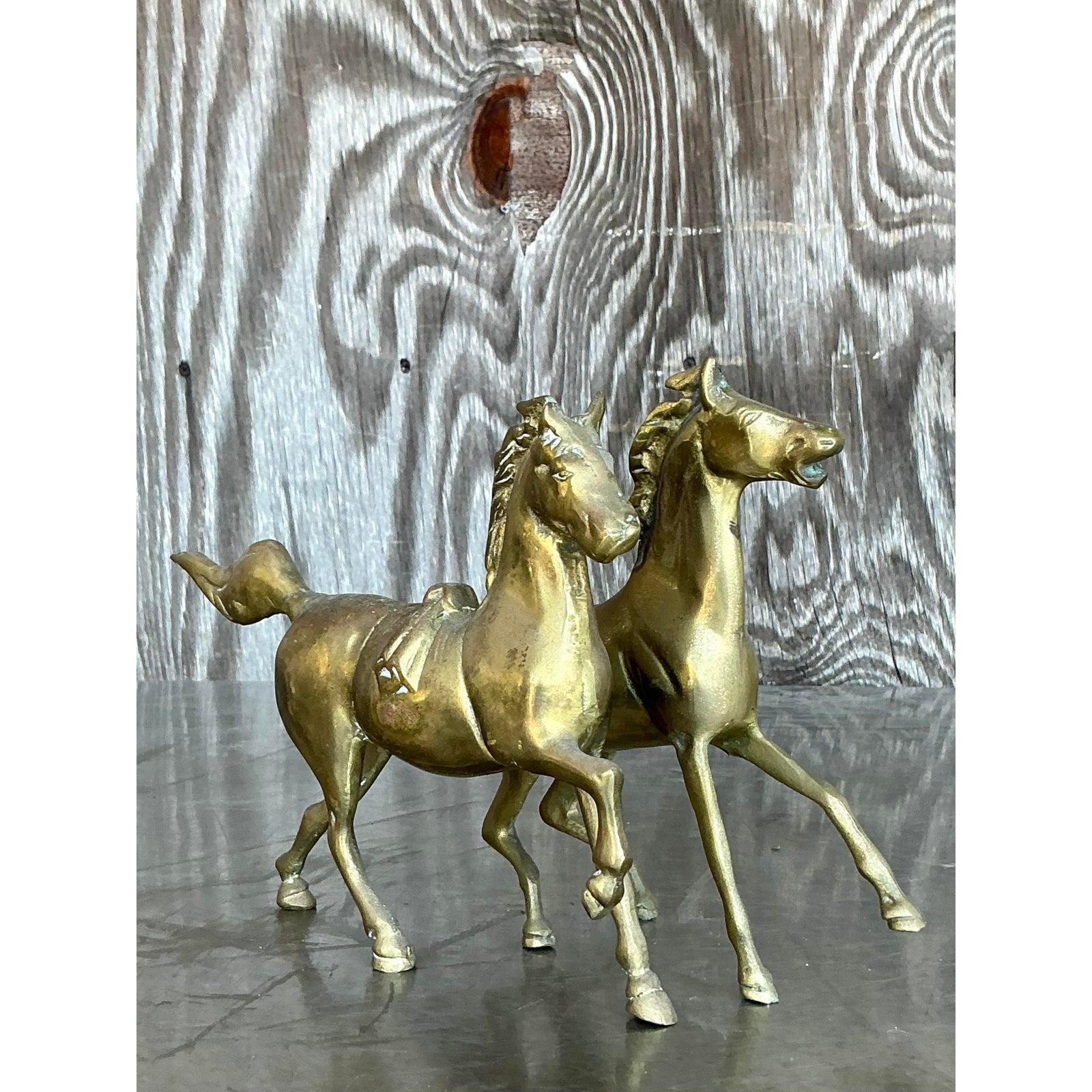 20ième siècle Chevaux bohèmes vintage en laiton - Lot de 2 en vente