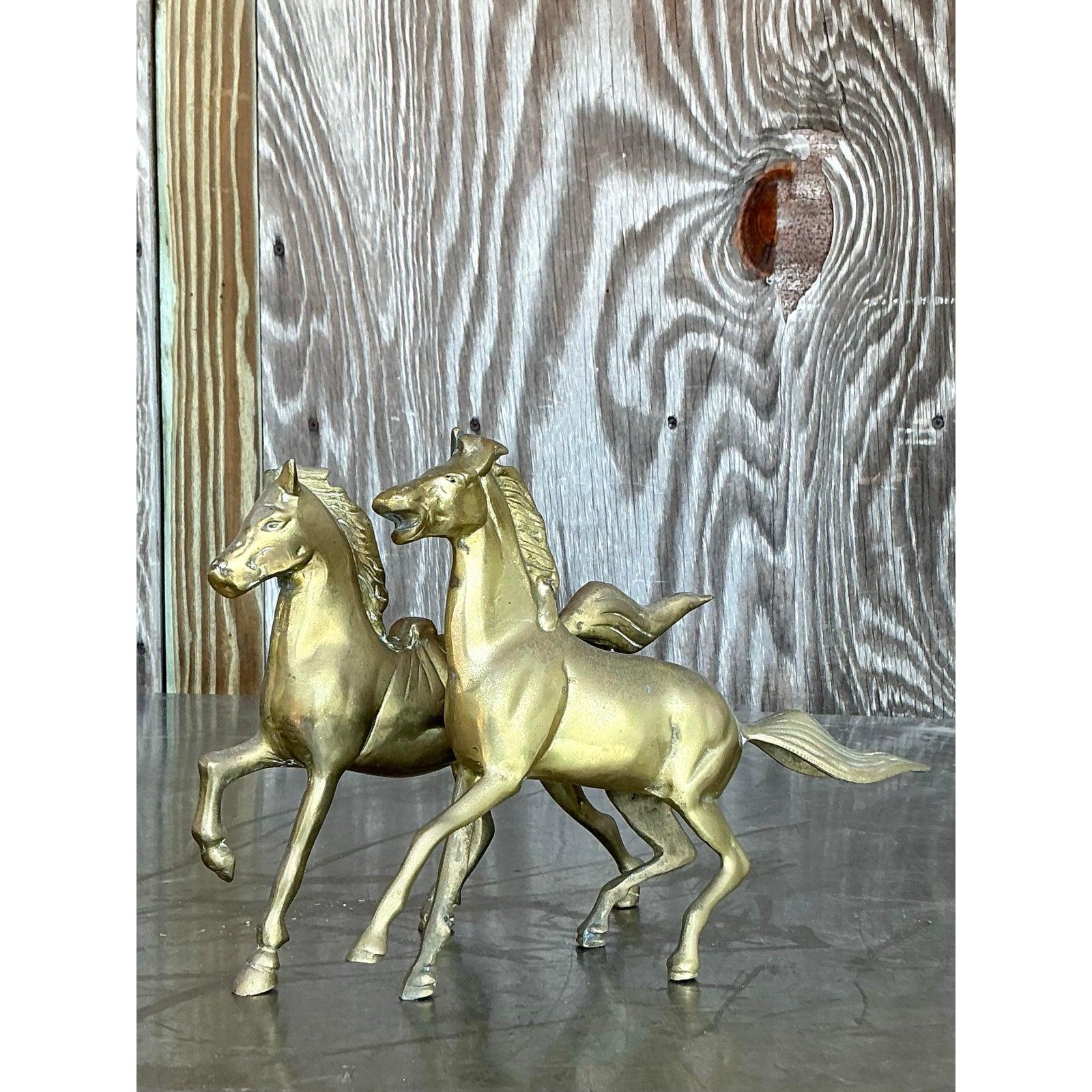Laiton Chevaux bohèmes vintage en laiton - Lot de 2 en vente