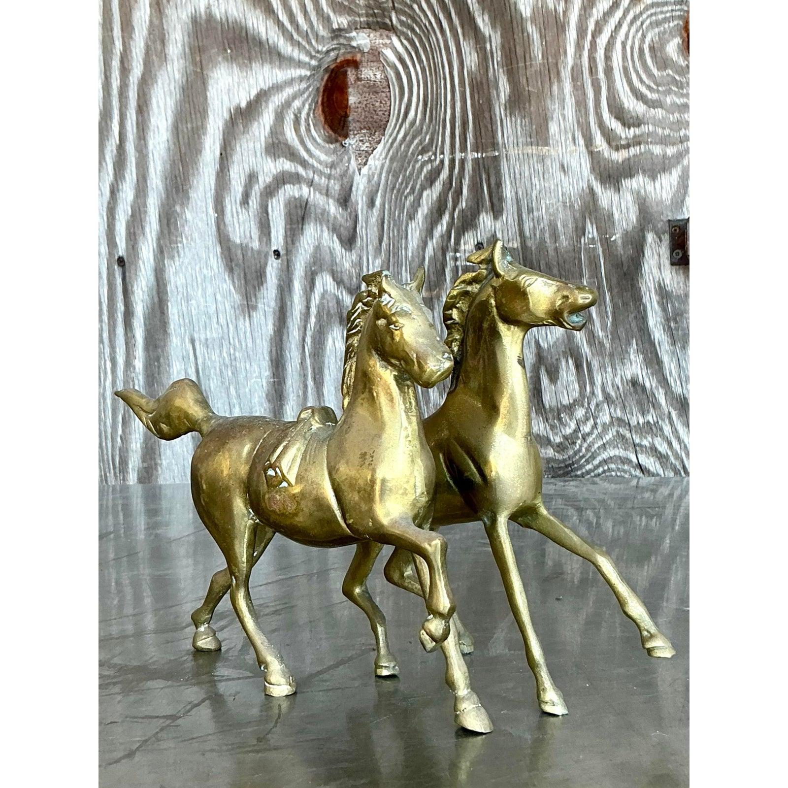 Chevaux bohèmes vintage en laiton - Lot de 2 en vente 1