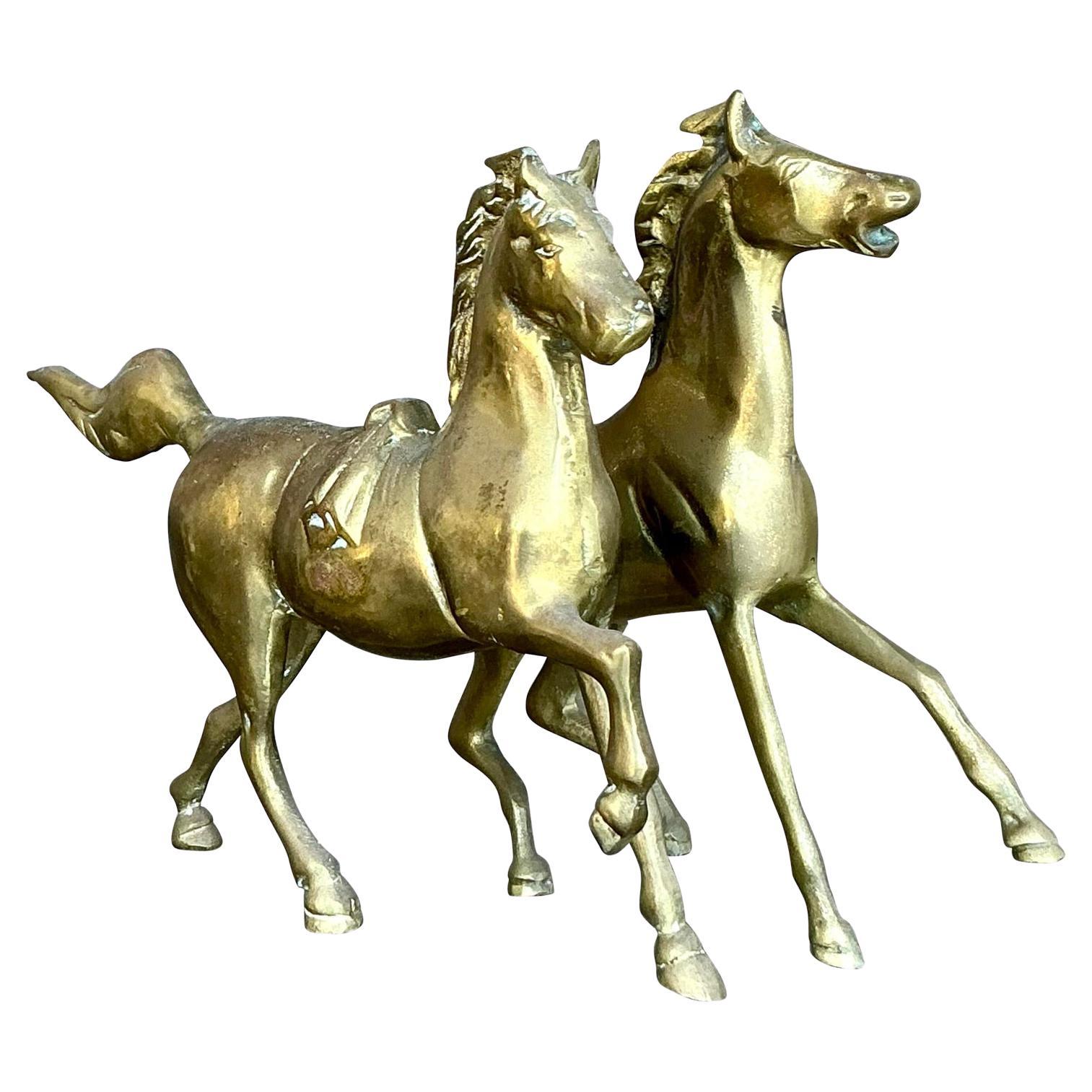 Vintage Boho Brass Horses - Set of 2