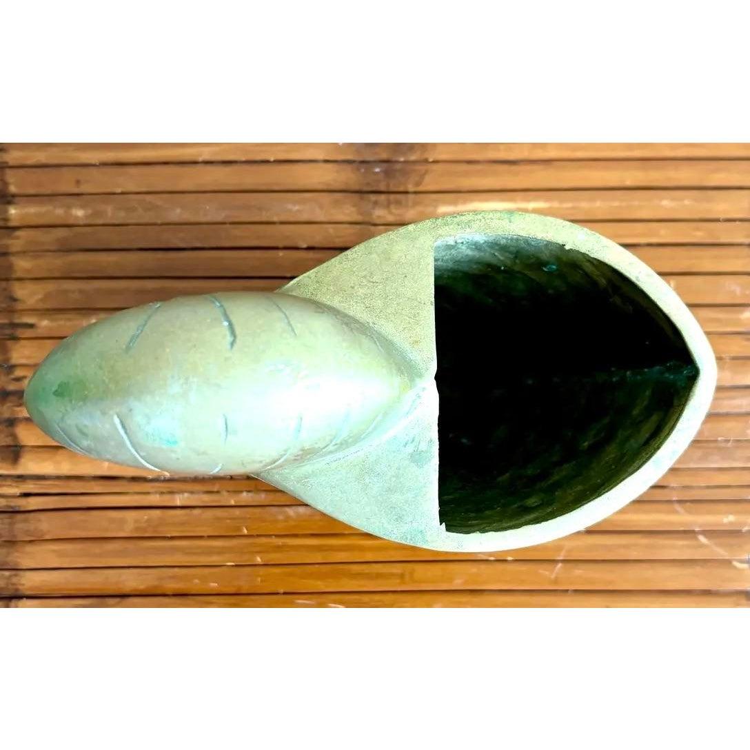 Américain Jardinière vintage Boho en laiton avec coquille de Nautilus en vente