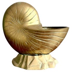 Vintage Boho Brass Nautilus Shell Planter