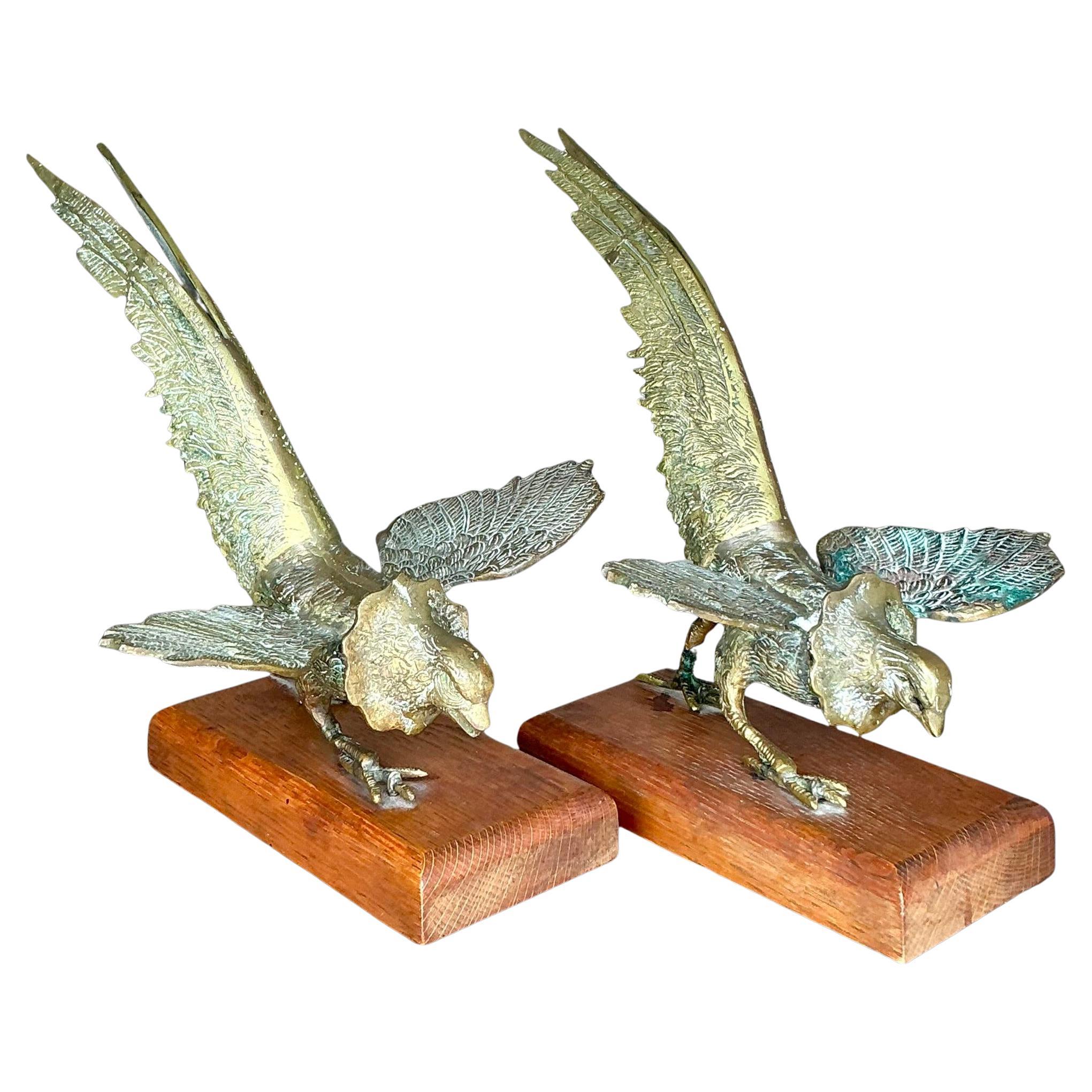 Vintage Boho Brass Pheasants - a Pair