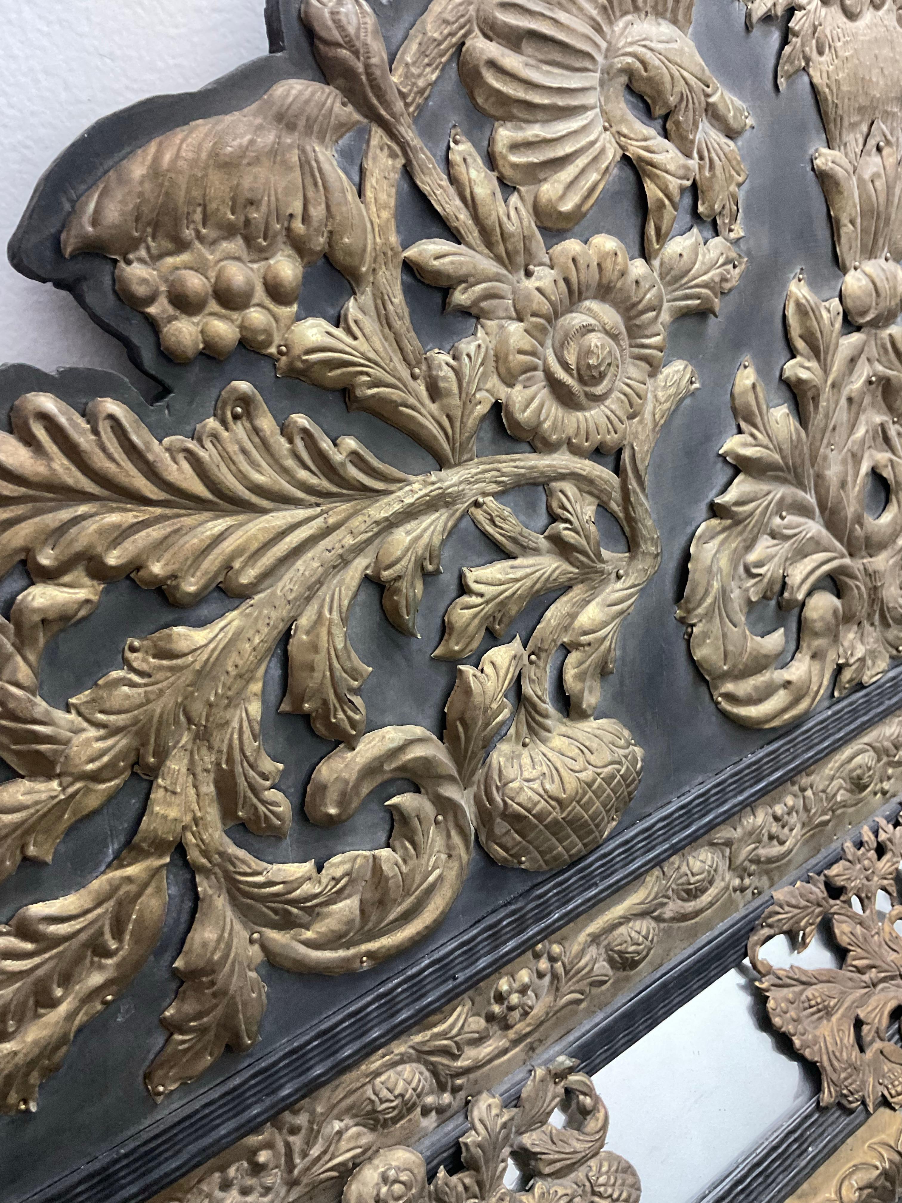 Vintage Boho Brass Punch Cutout Mirror In Good Condition In West Palm Beach, FL