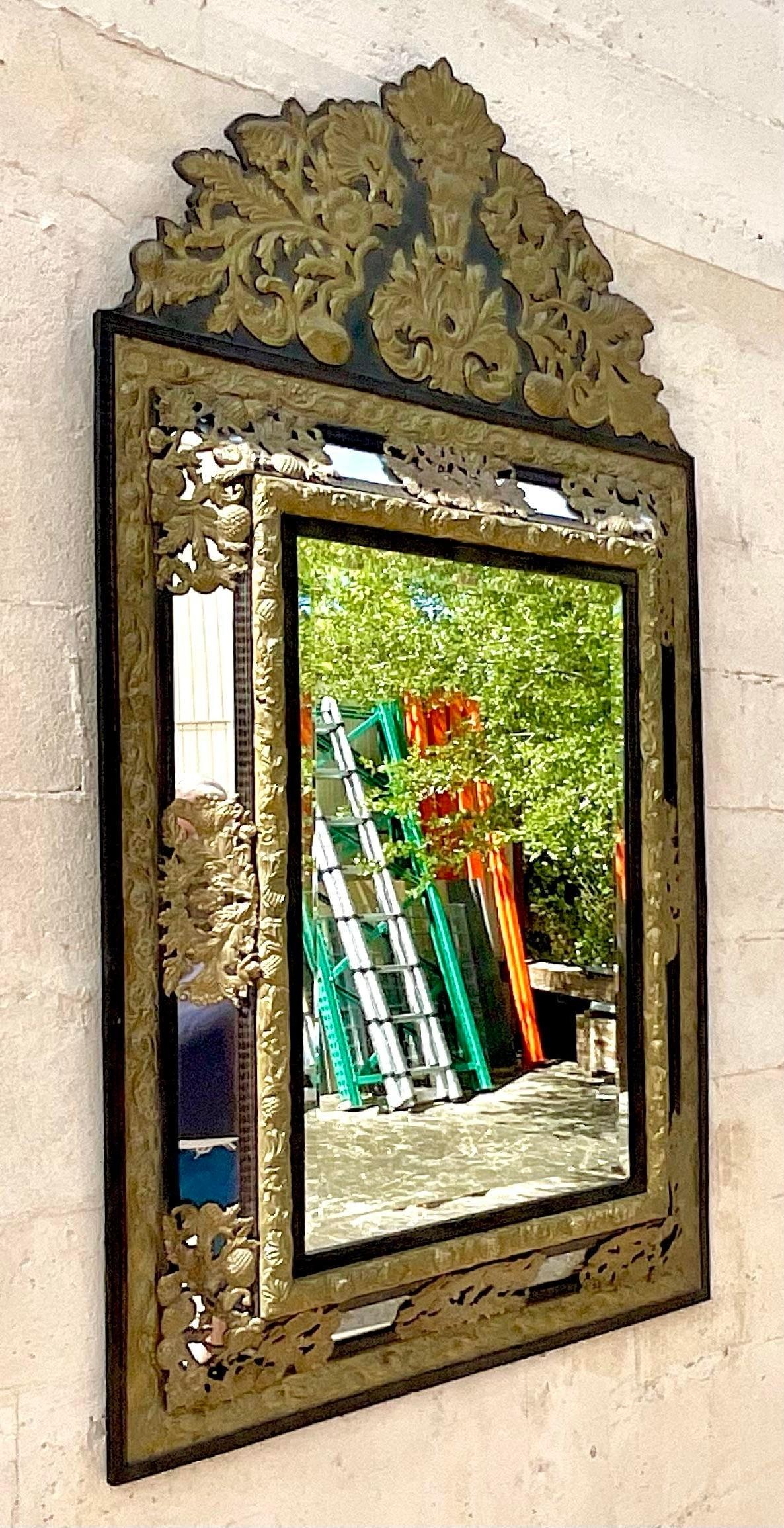 Vintage Boho Brass Punch Cutout Mirror 1