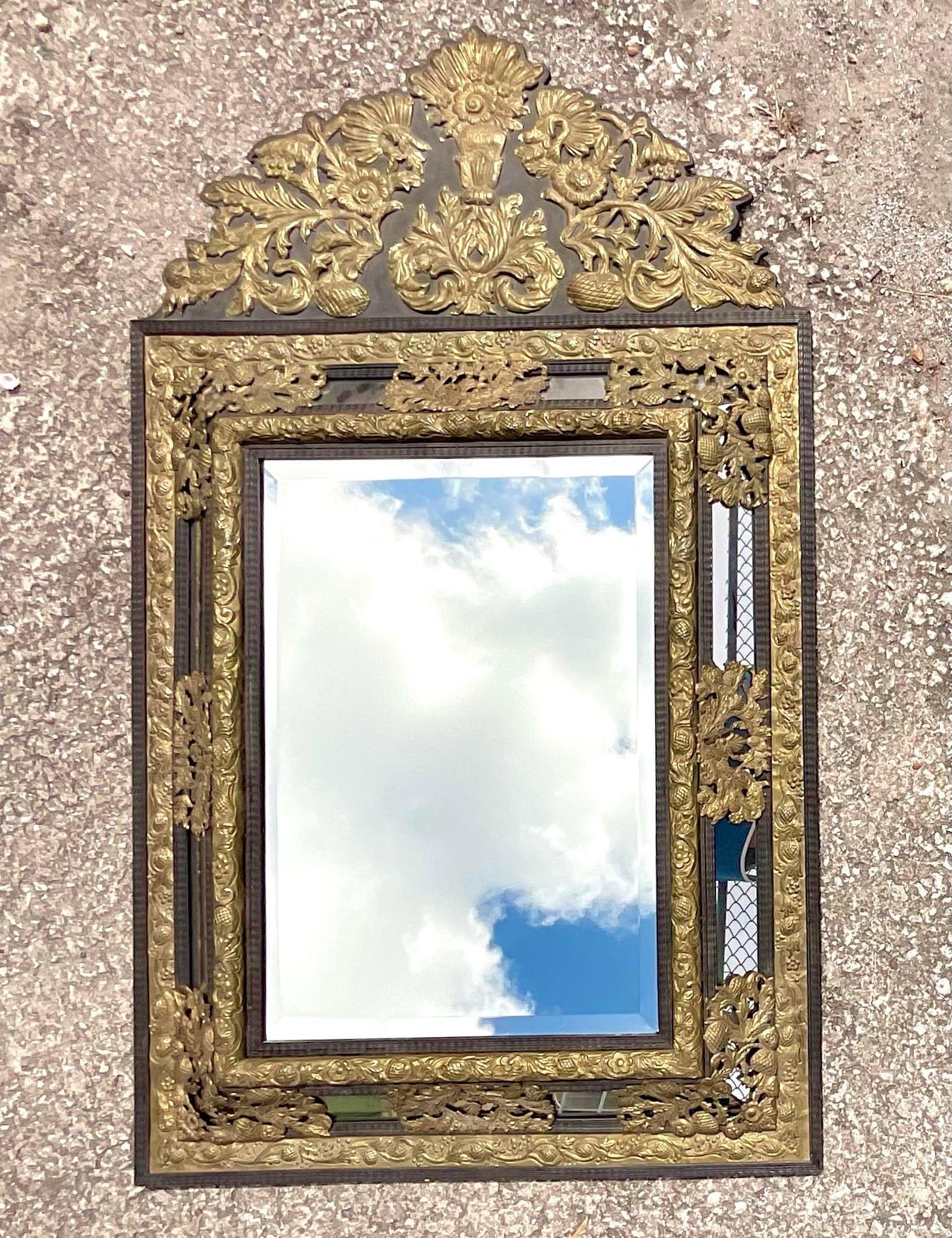 Vintage Boho Brass Punch Cutout Mirror 3