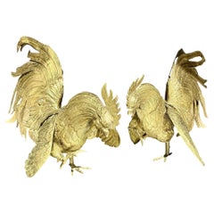 Paire de coqs en laiton Boho Vintage