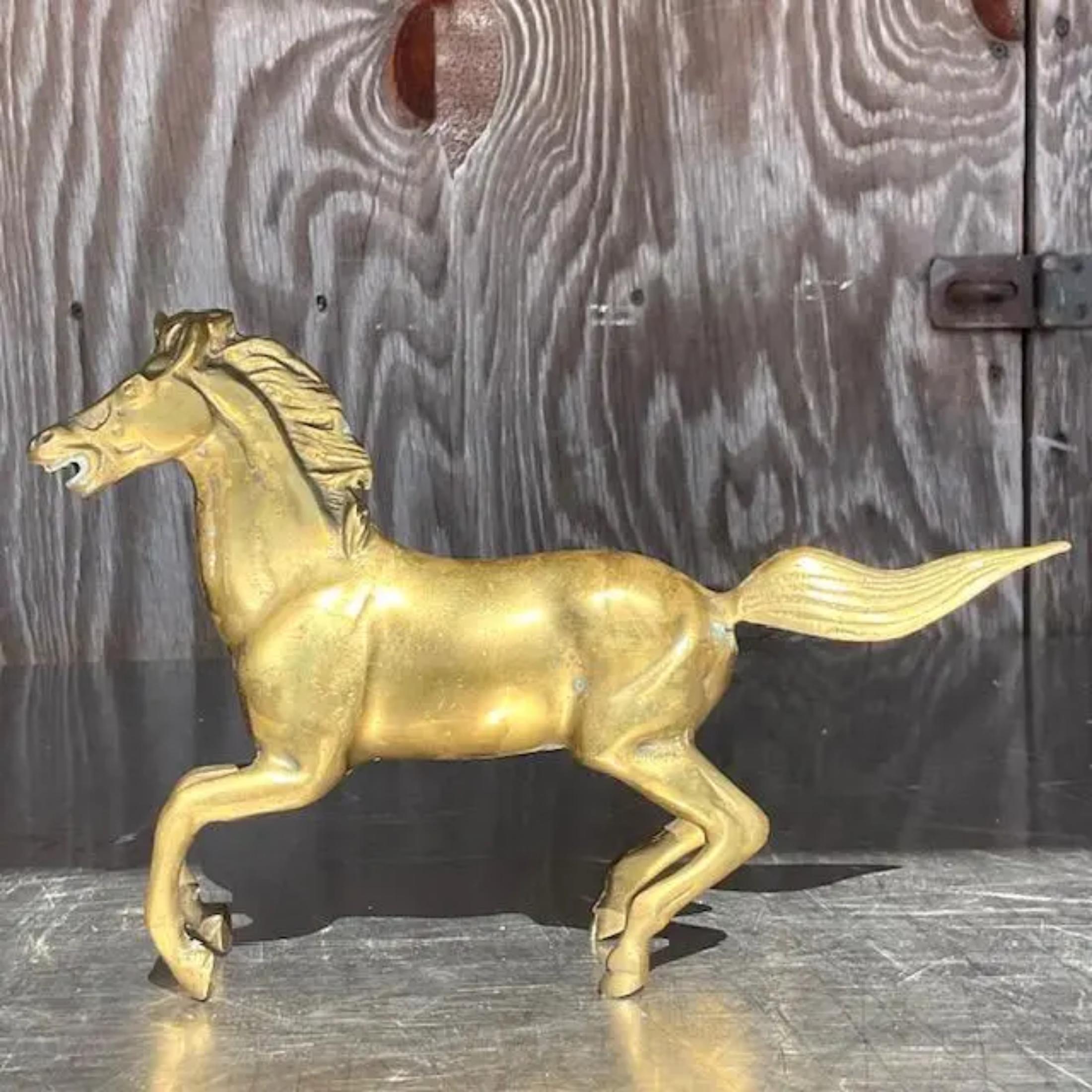 American Vintage Boho Brass Running Stallion For Sale