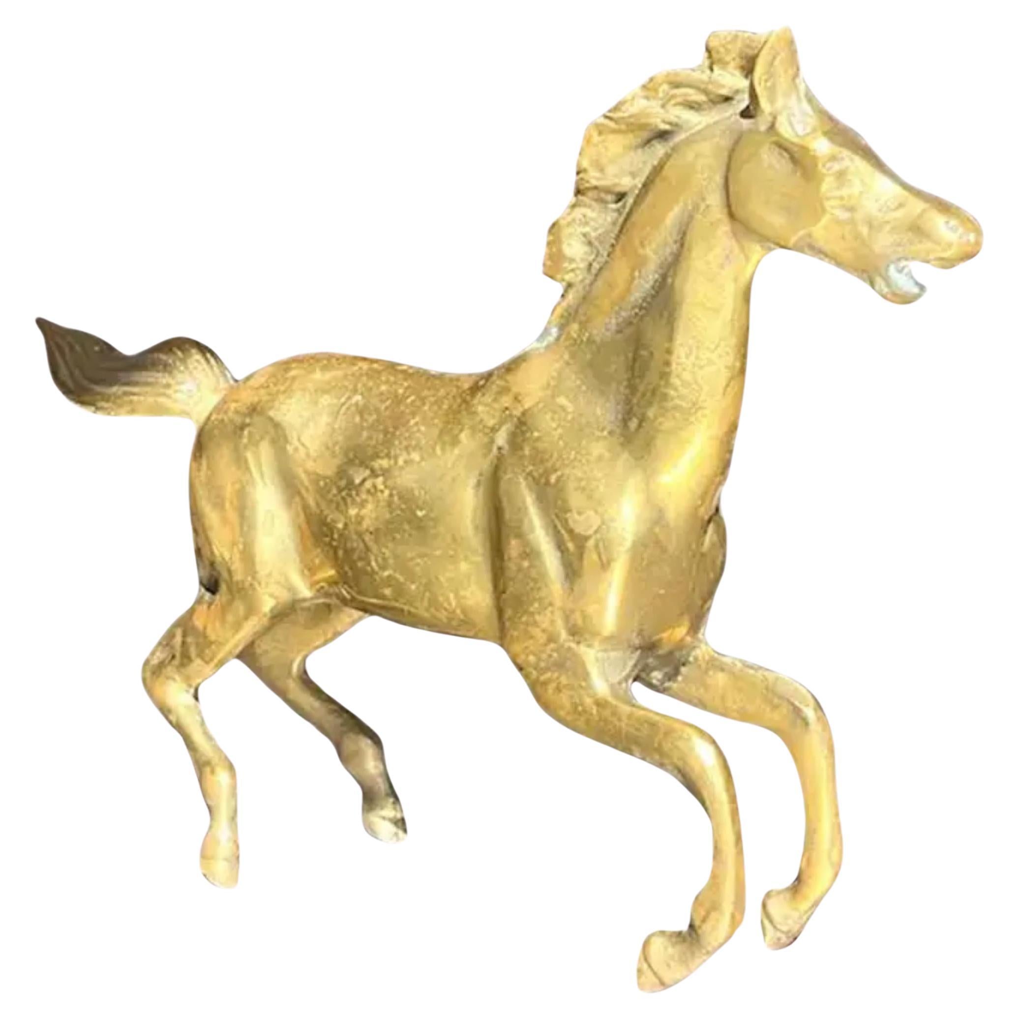 Vintage Boho Brass Running Stallion For Sale