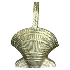 Jarrón cesta de concha de latón vintage boho