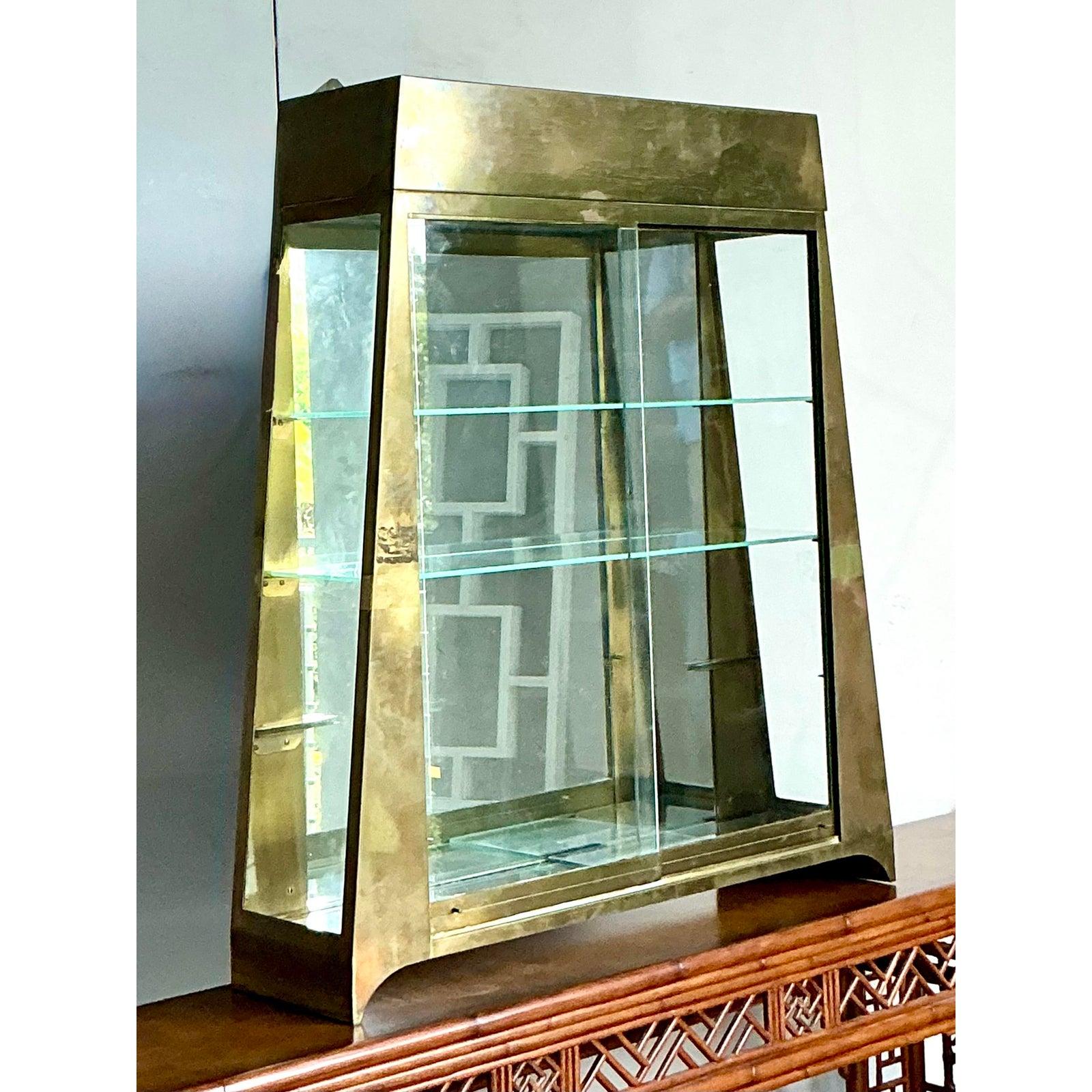 Hollywood Regency Etagere da parete da tavolo in ottone vintage Boho in vendita