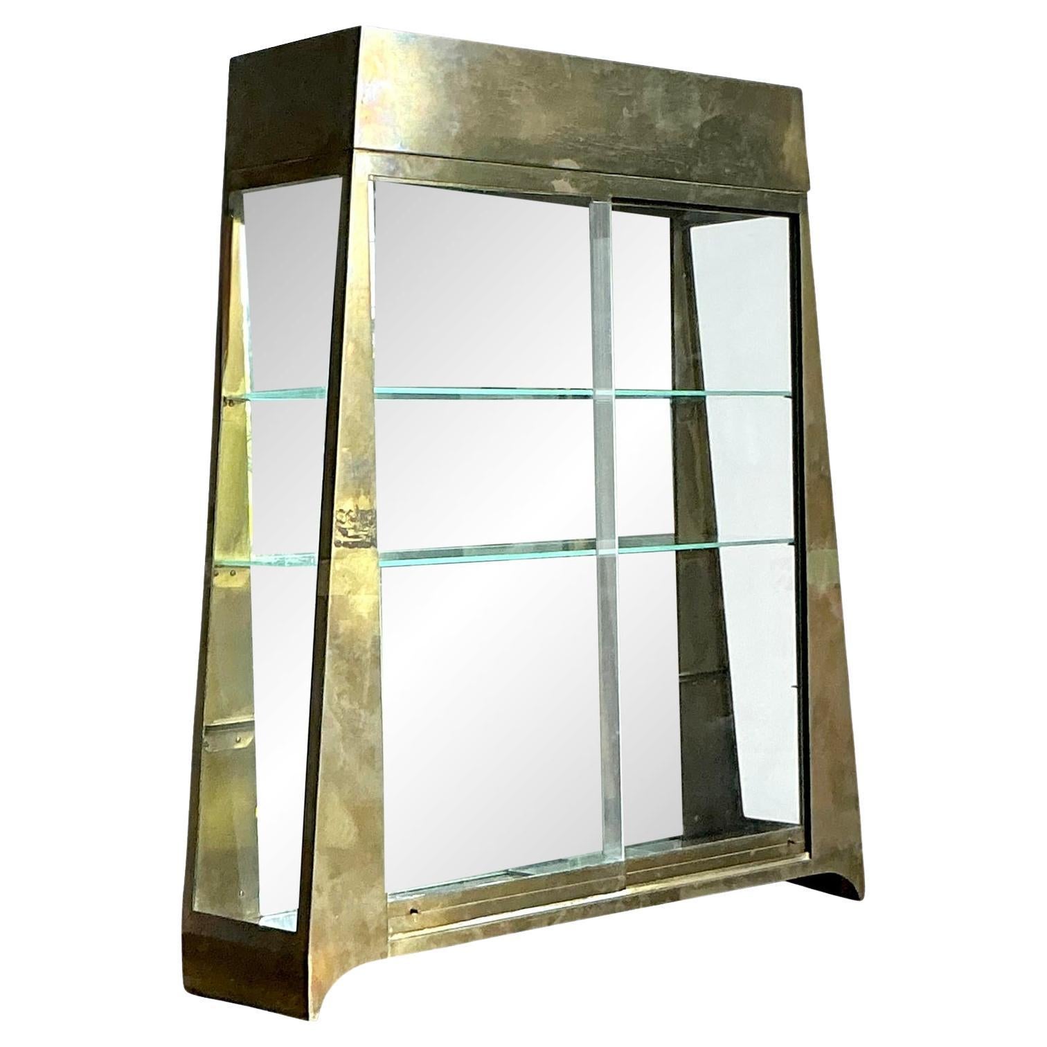 Etagere da parete da tavolo in ottone vintage Boho in vendita
