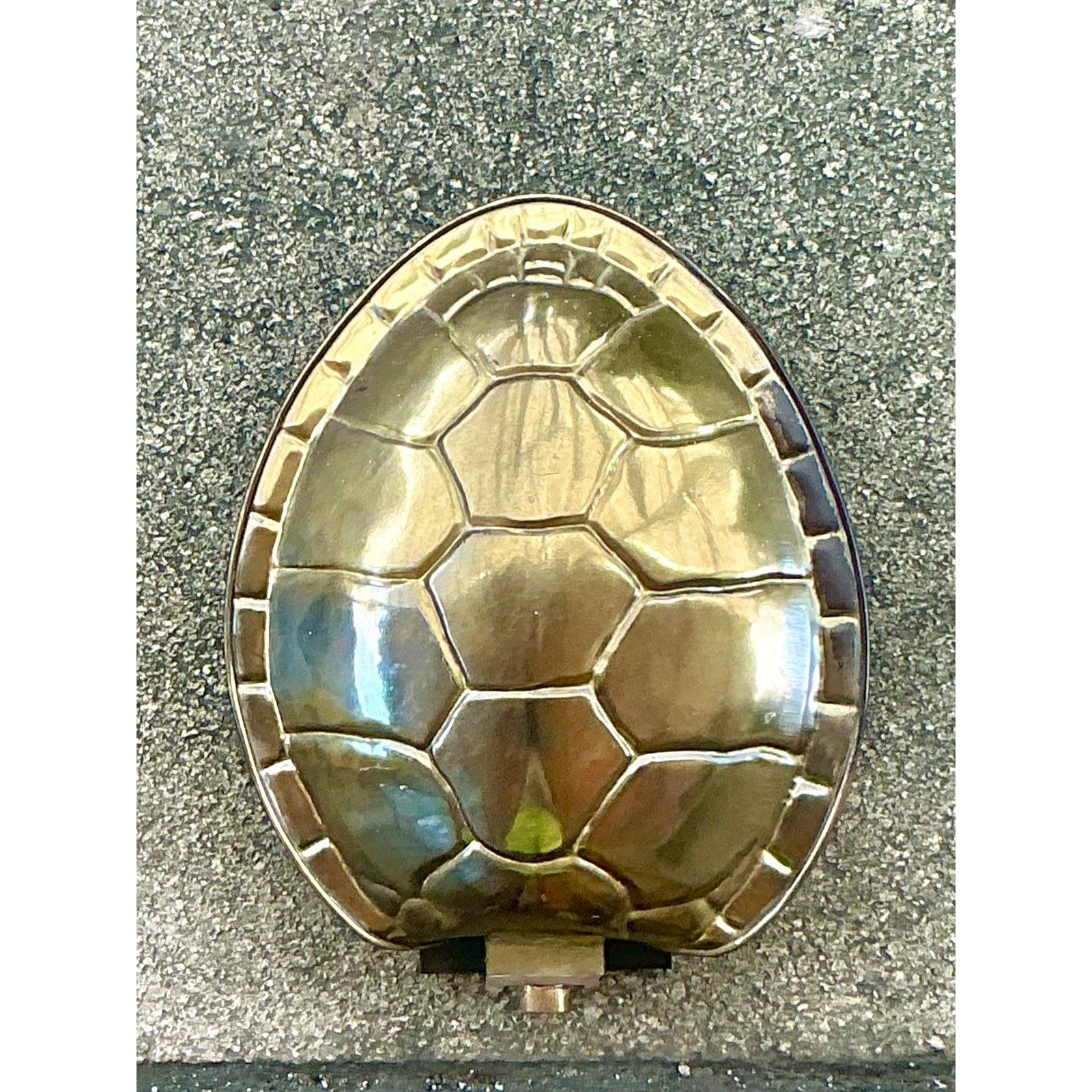Vintage Boho Brass Tortoise Shell Sconce After Chapman (20. Jahrhundert) im Angebot