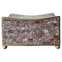 Vintage Boho Brass Trimmed Tessellated Stone Box