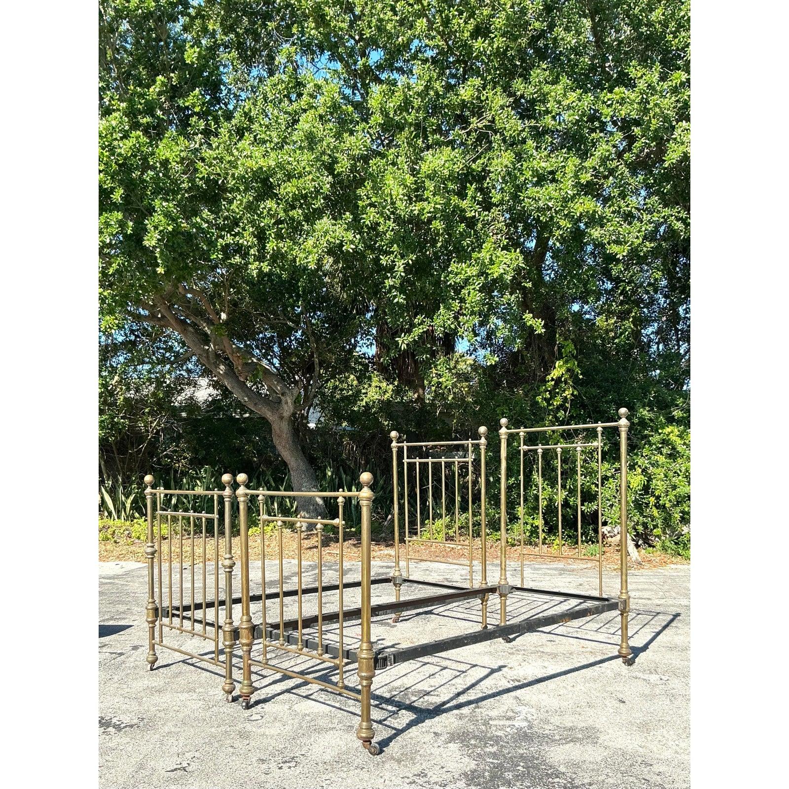 Vintage Boho Brass Twin Bed Frames - a Pair 3
