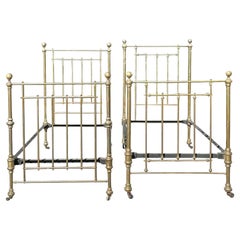 Vintage Boho Brass Twin Bed Frames - a Pair