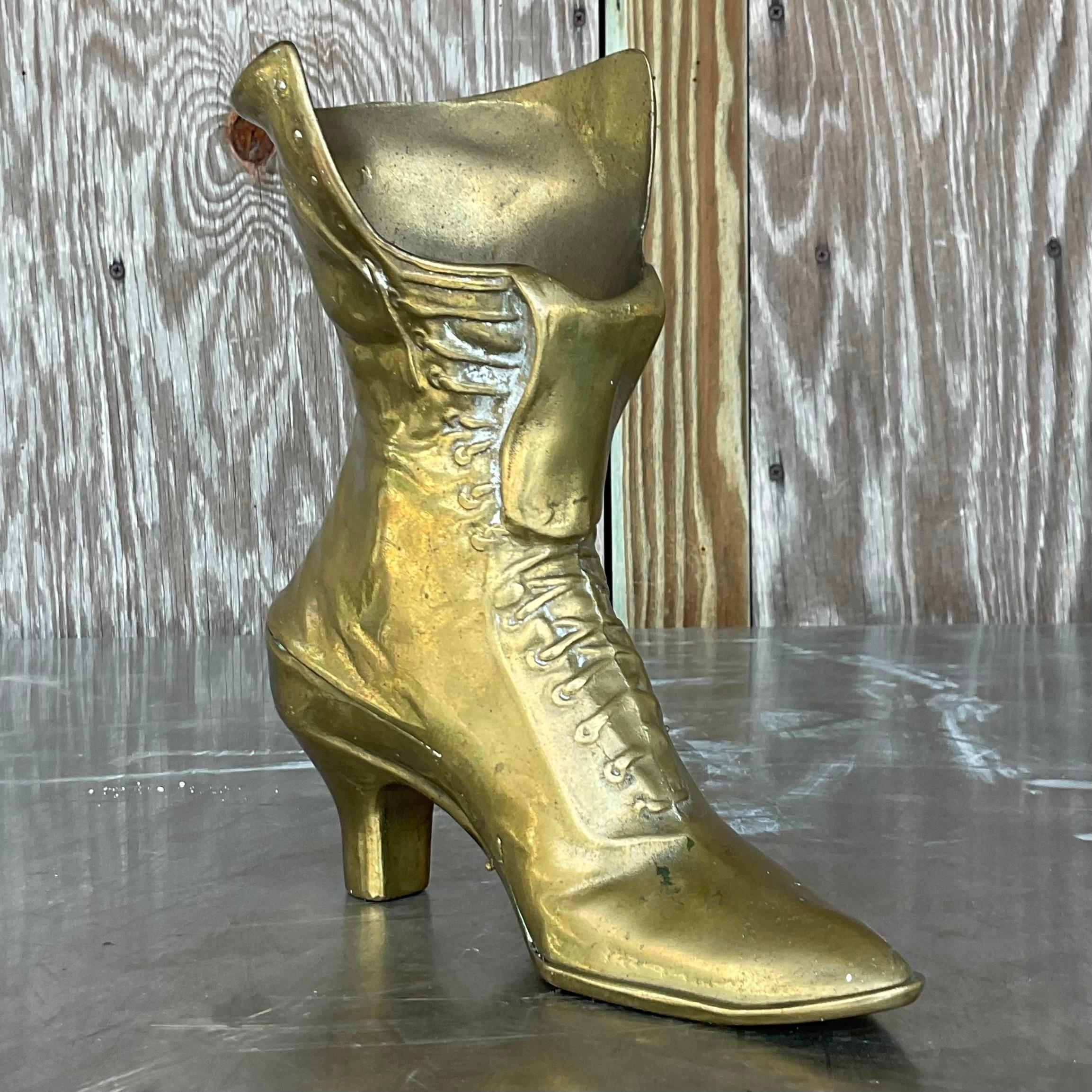 Bota Victoriana Vintage Boho Latón Metal en venta