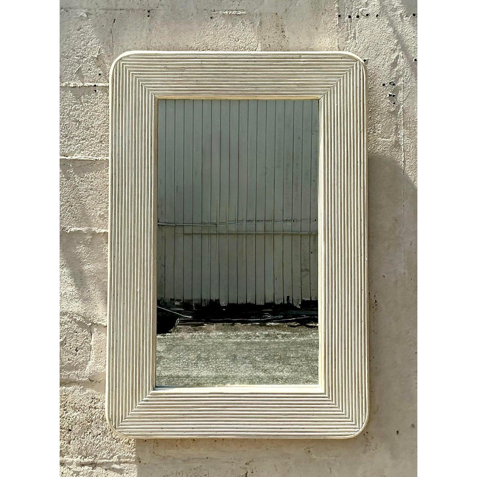 Moderne Miroir Vintage Boho Braxton Culler Pencil Reed en vente