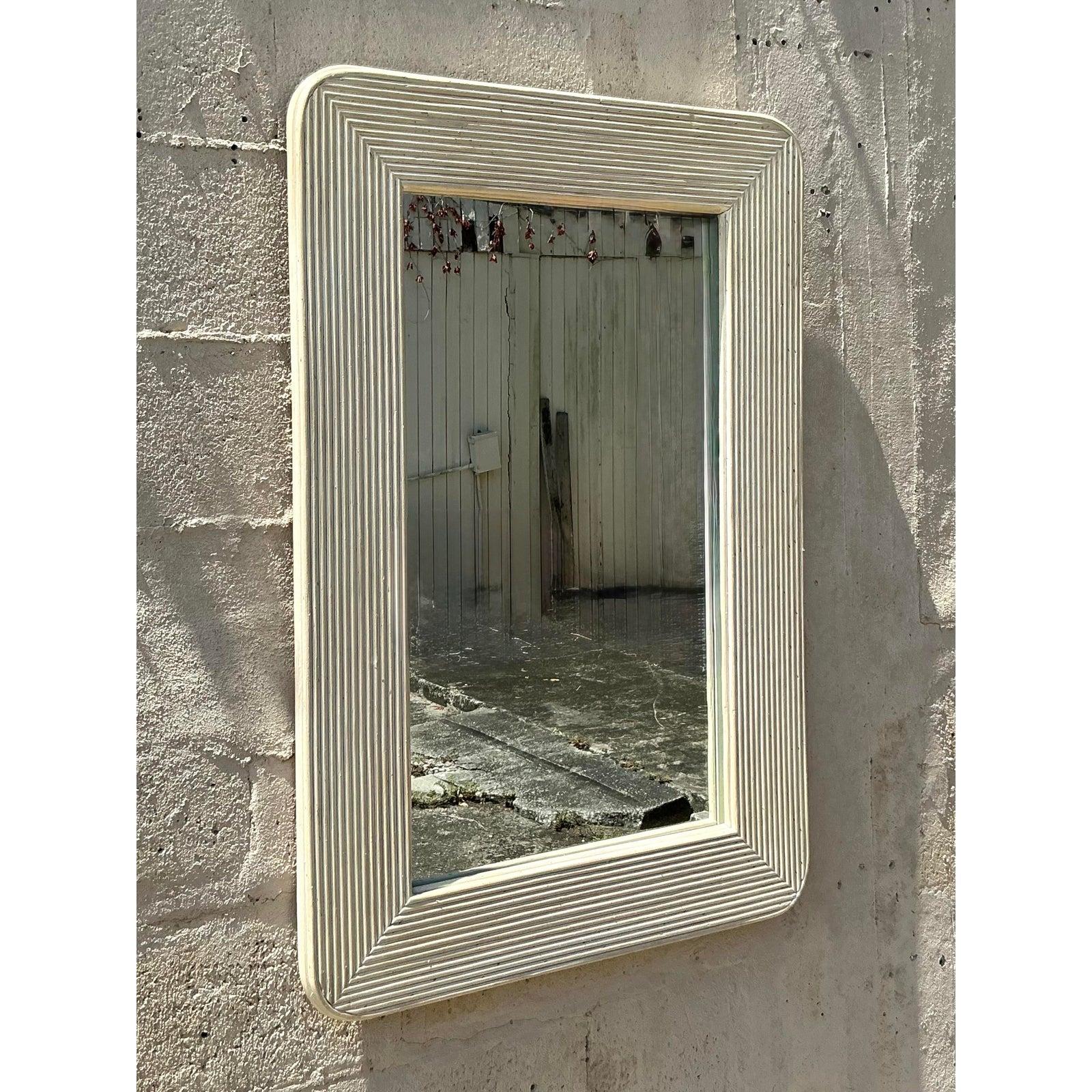 20ième siècle Miroir Vintage Boho Braxton Culler Pencil Reed en vente