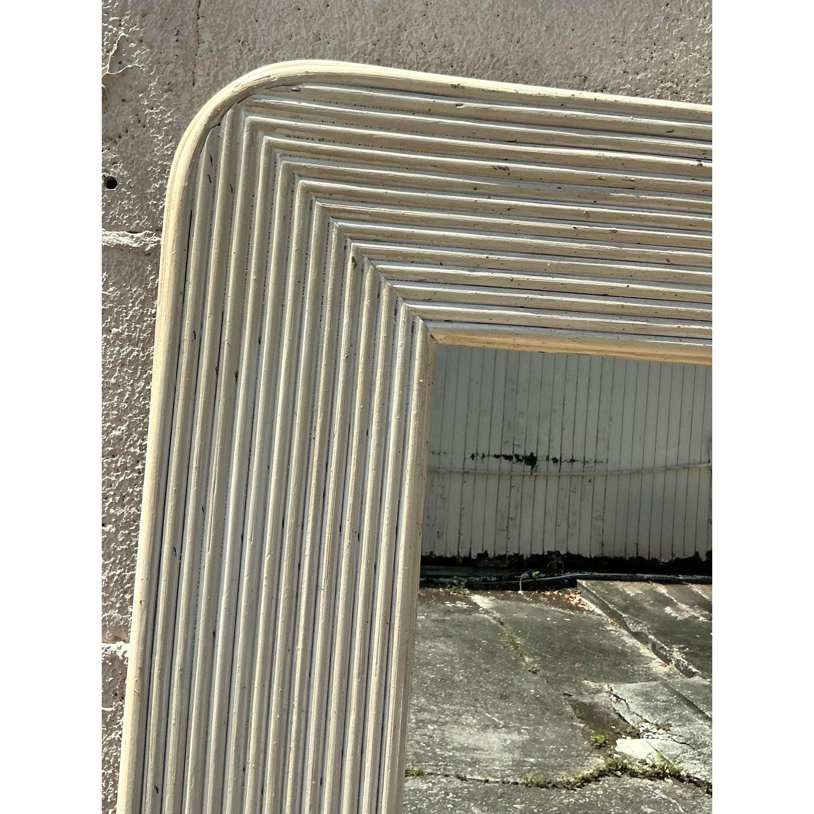 Rotin Miroir Vintage Boho Braxton Culler Pencil Reed en vente
