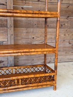 Vintage Boho  Brighton Pavilion Style Scorched Bamboo Étagère by Goldenrod