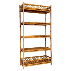 Vintage Boho  Brighton Pavilion Style Scorched Bamboo Étagère by Goldenrod