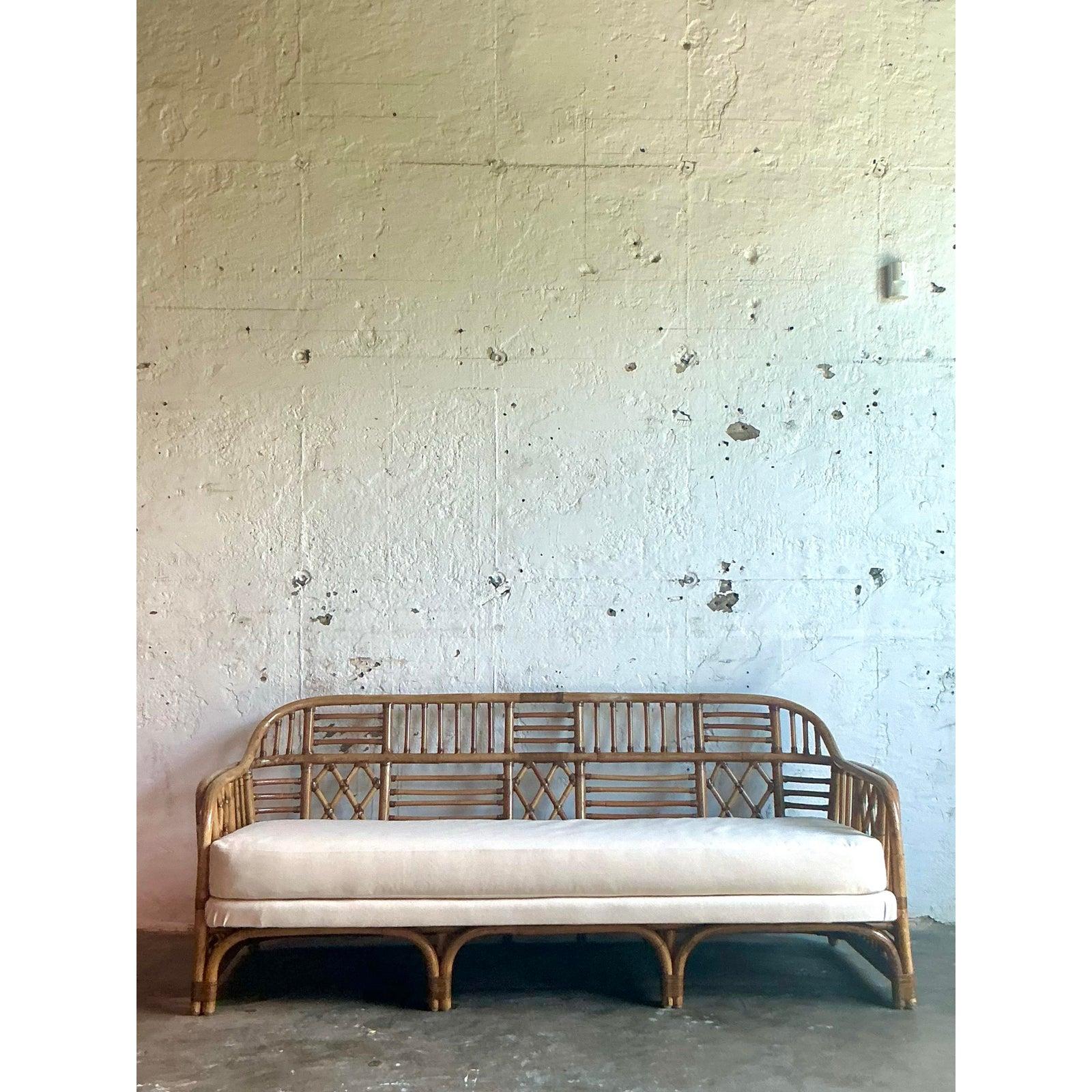 Vintage Boho Brighton Pavillon Rattan Sofa For Sale 3