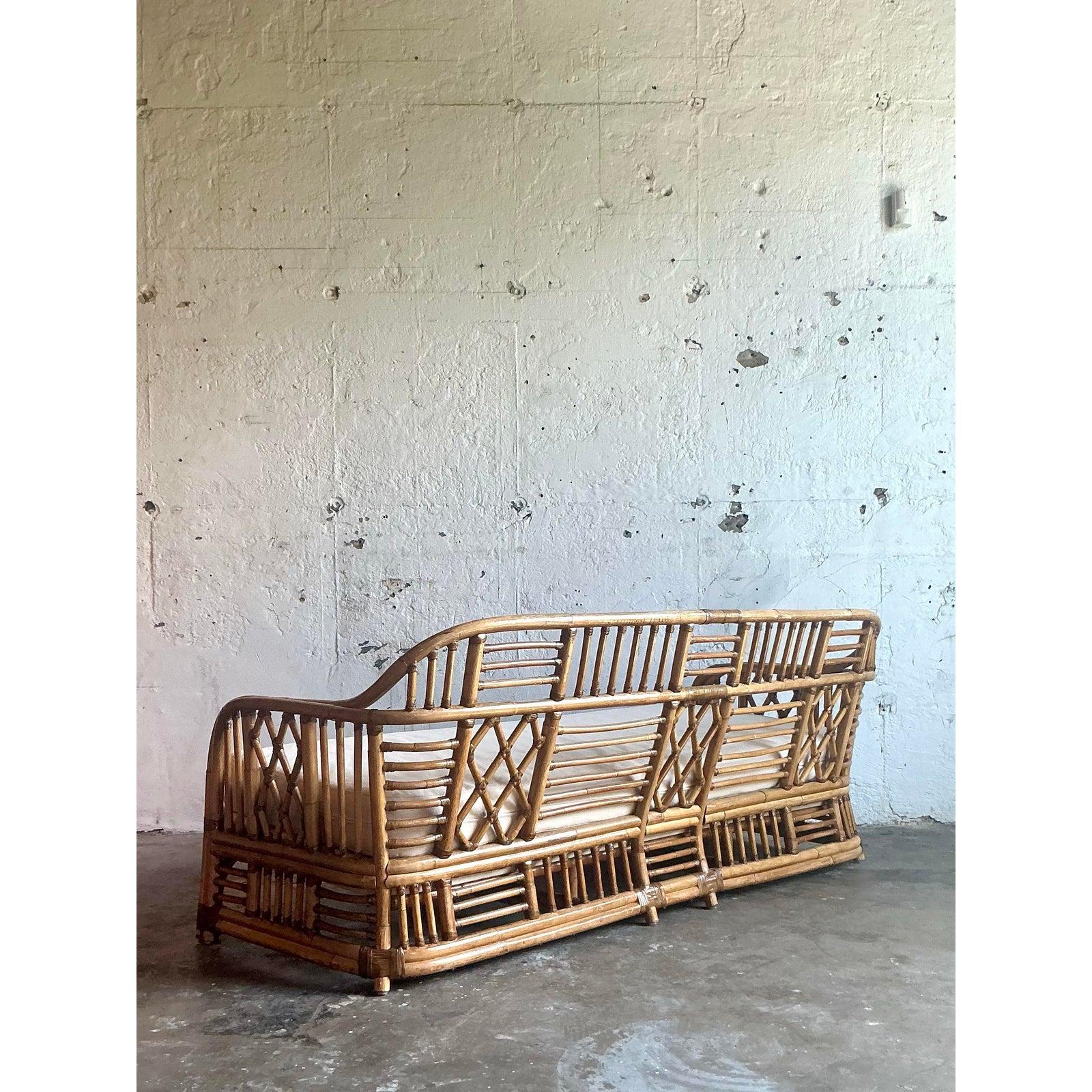 Vintage Boho Brighton Pavillon Rattan Sofa For Sale 1