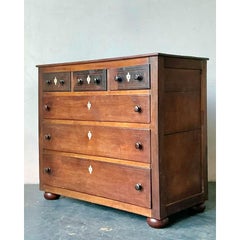 Vintage Boho British Colonial Bone Inlay Chest of Drawers