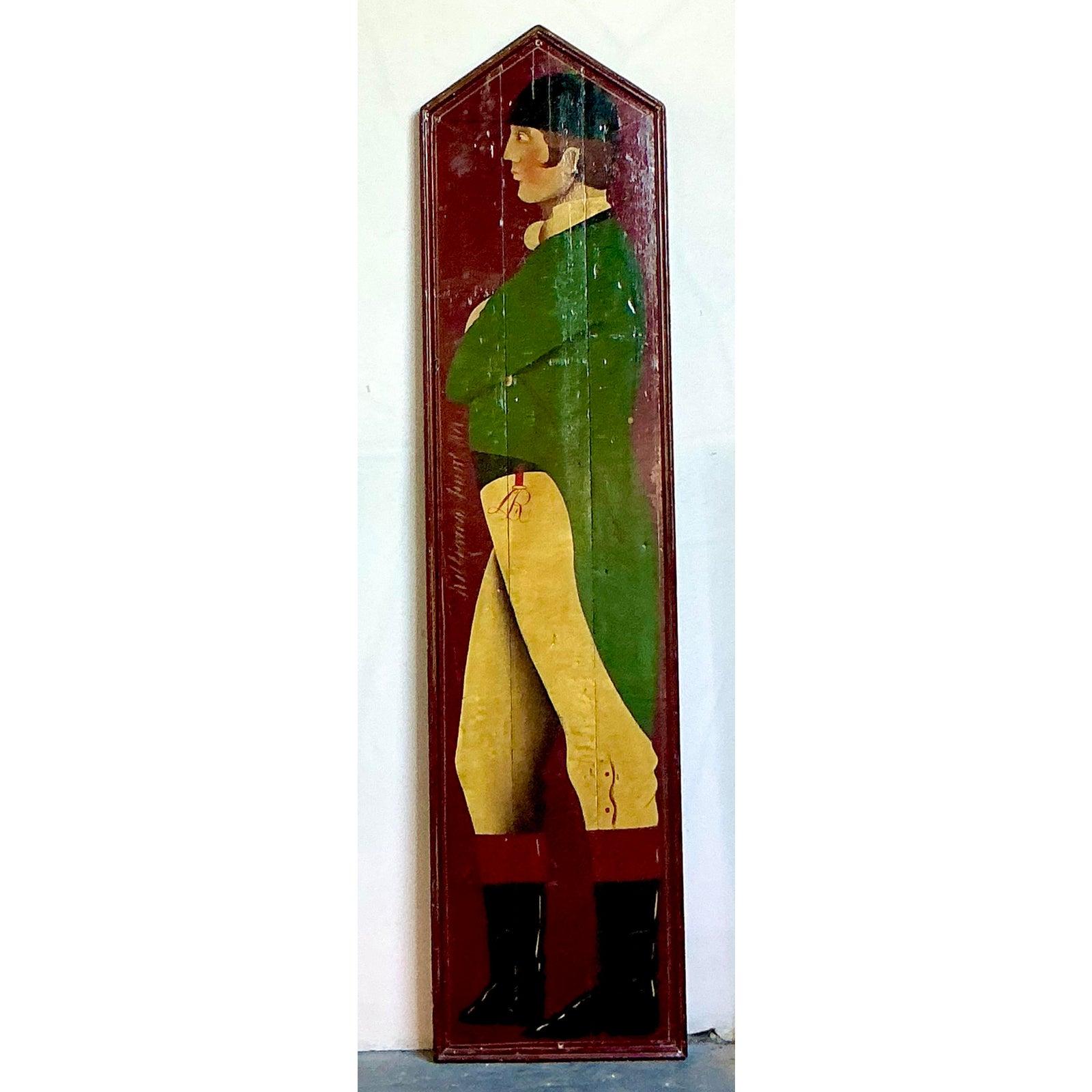 Pannello da fantino dipinto a mano in stile boho britannico vintage In condizioni buone in vendita a West Palm Beach, FL