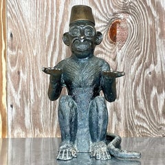 Vintage Boho Bronze Bellhop Monkey