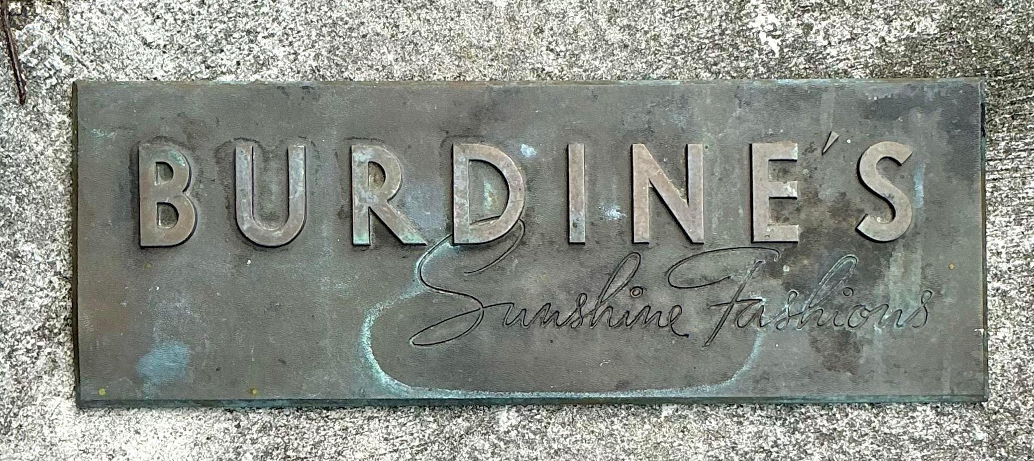 Add a touch of history with this Vintage Boho Bronze Burdine’s Store Entrance Plaque. Once a gateway to the iconic Florida department store, it’s a unique piece of retail nostalgia with stylish, boho charm.