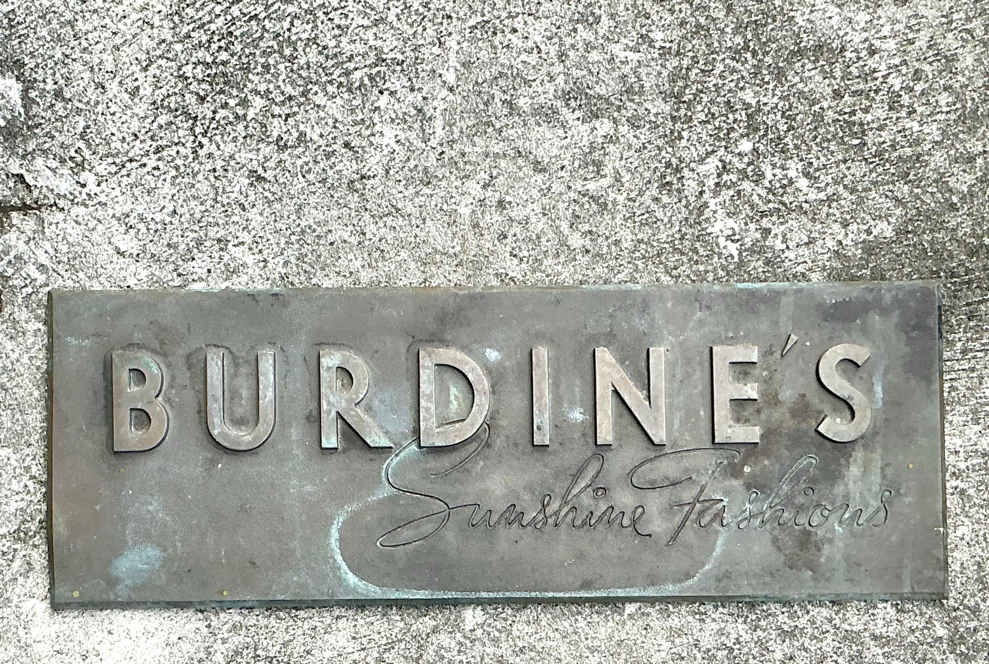 American Vintage Boho Bronze Burdine’s Store Entrance Plaque