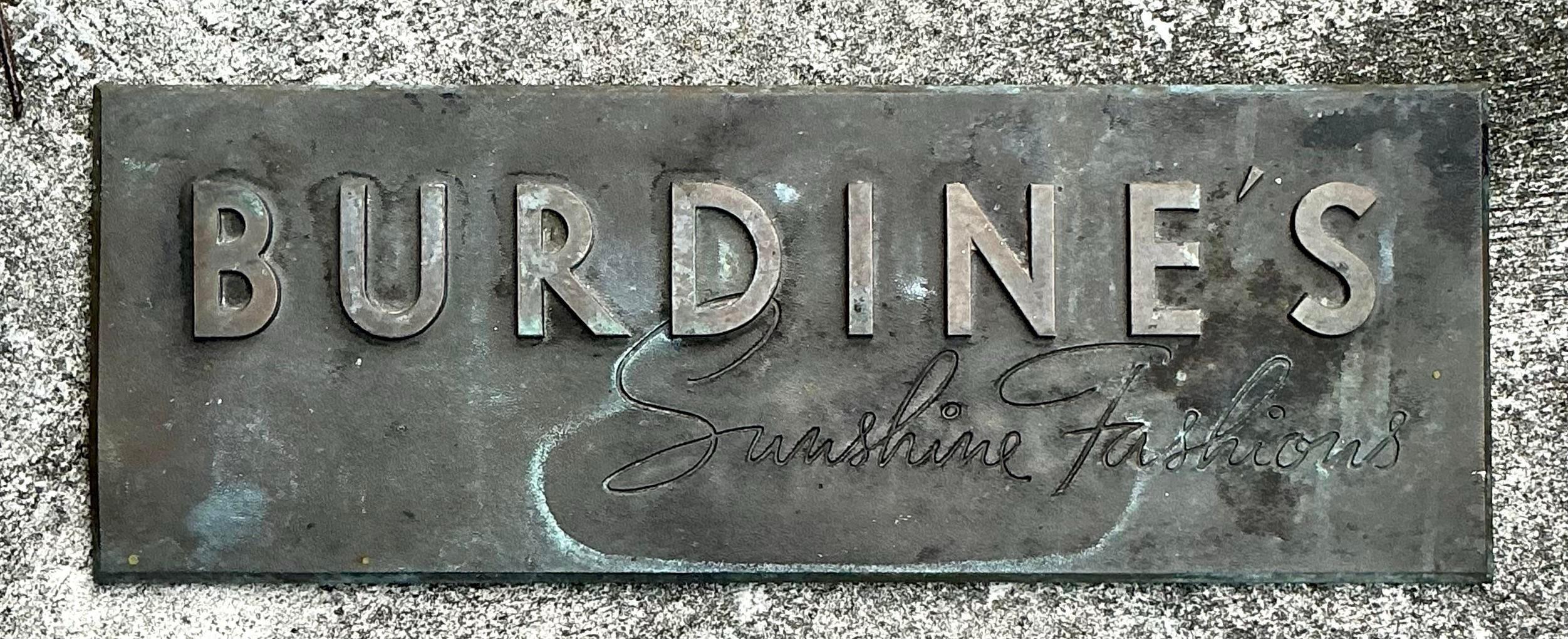 20th Century Vintage Boho Bronze Burdine’s Store Entrance Plaque