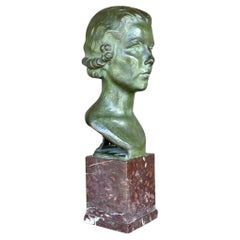 Vintage Boho Bronze Bust of Female