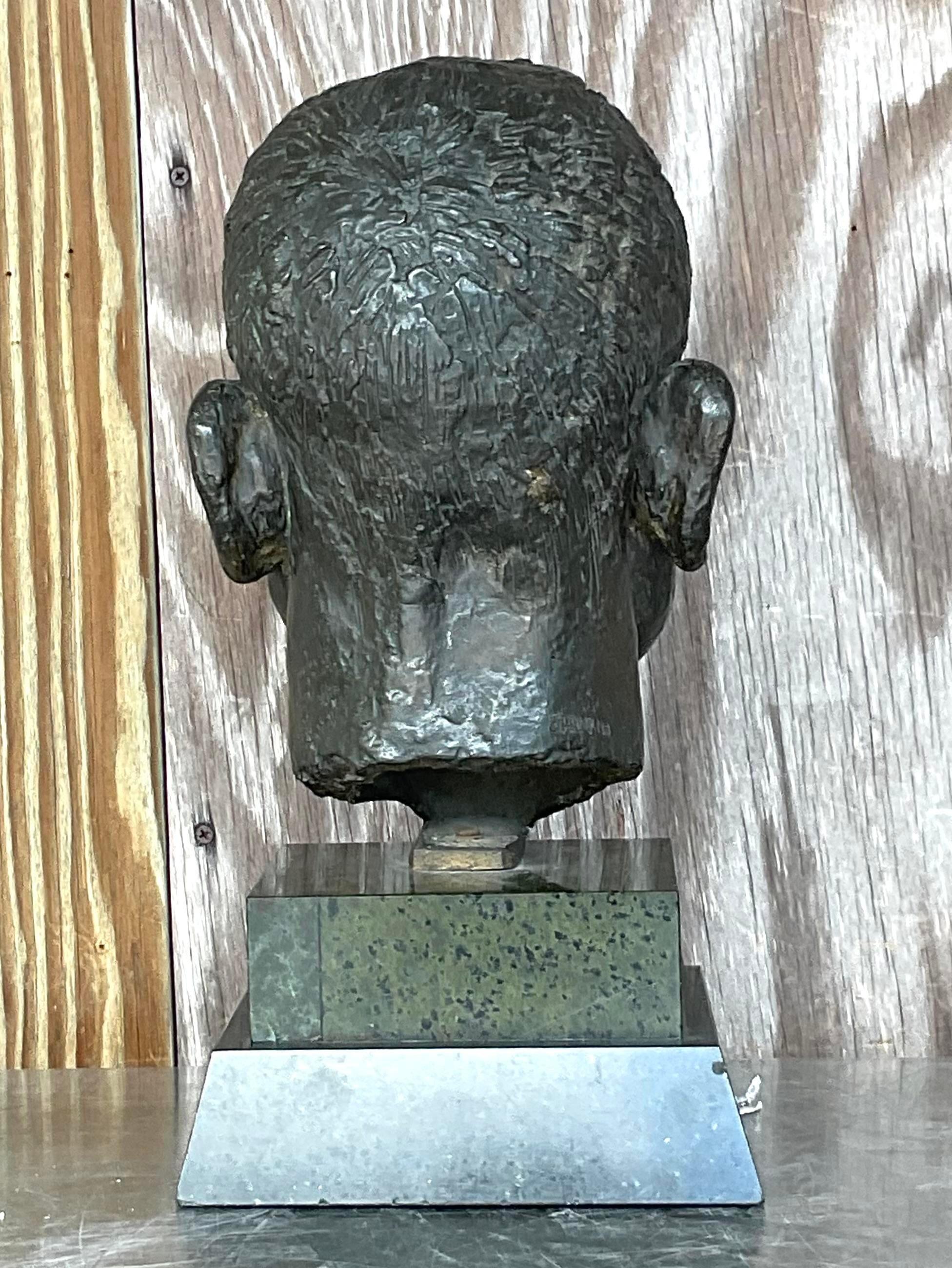 Boho-Bronzebüste eines Mannes im Vintage-Stil nach Jacob Epstein (Moderne der Mitte des Jahrhunderts) im Angebot